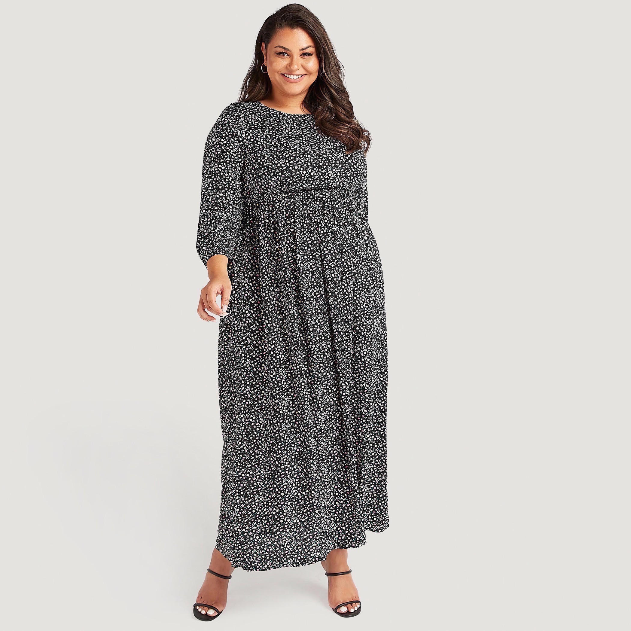 فستان طويل إيه لاين بجيوب وطبعات أزهار-women-clothing-dresses-image-2