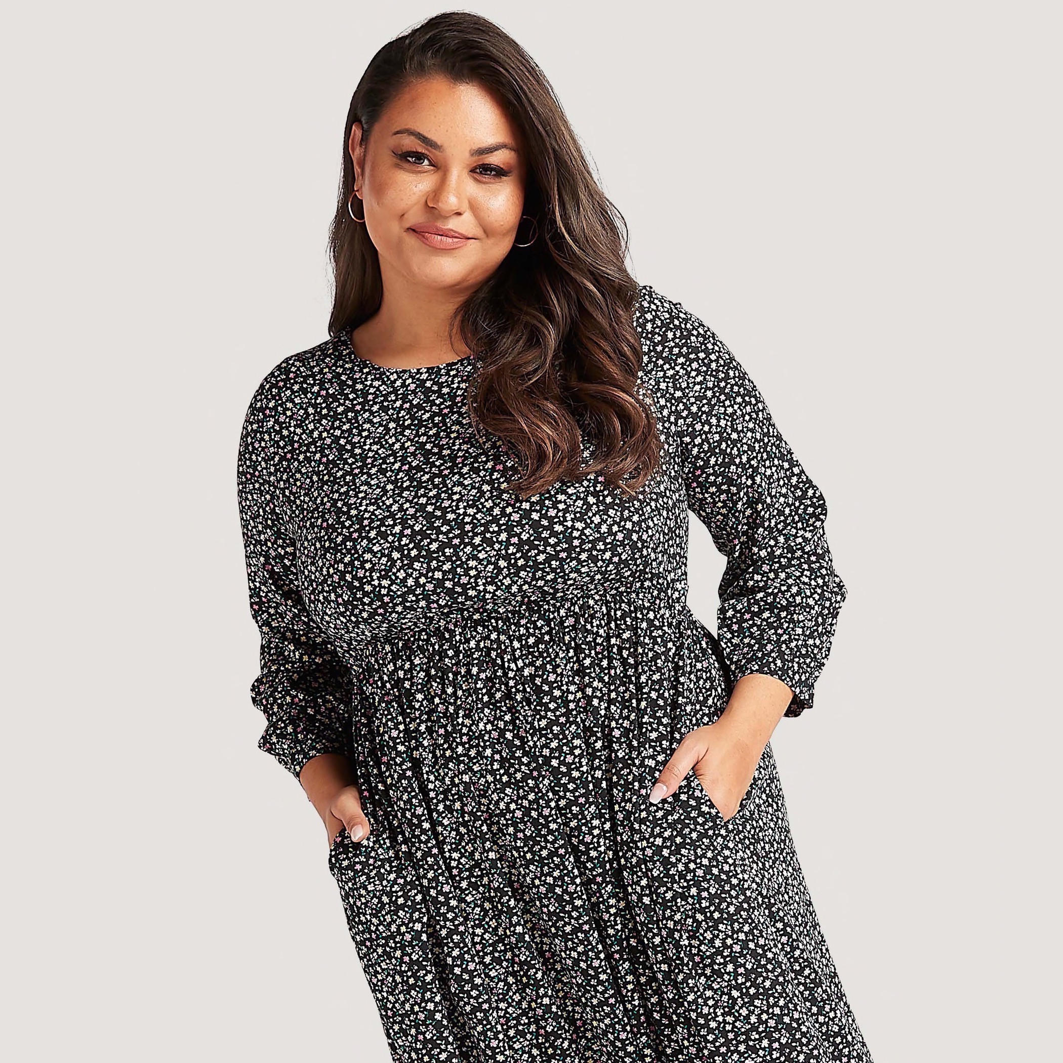 فستان طويل إيه لاين بجيوب وطبعات أزهار-women-clothing-dresses-image-3