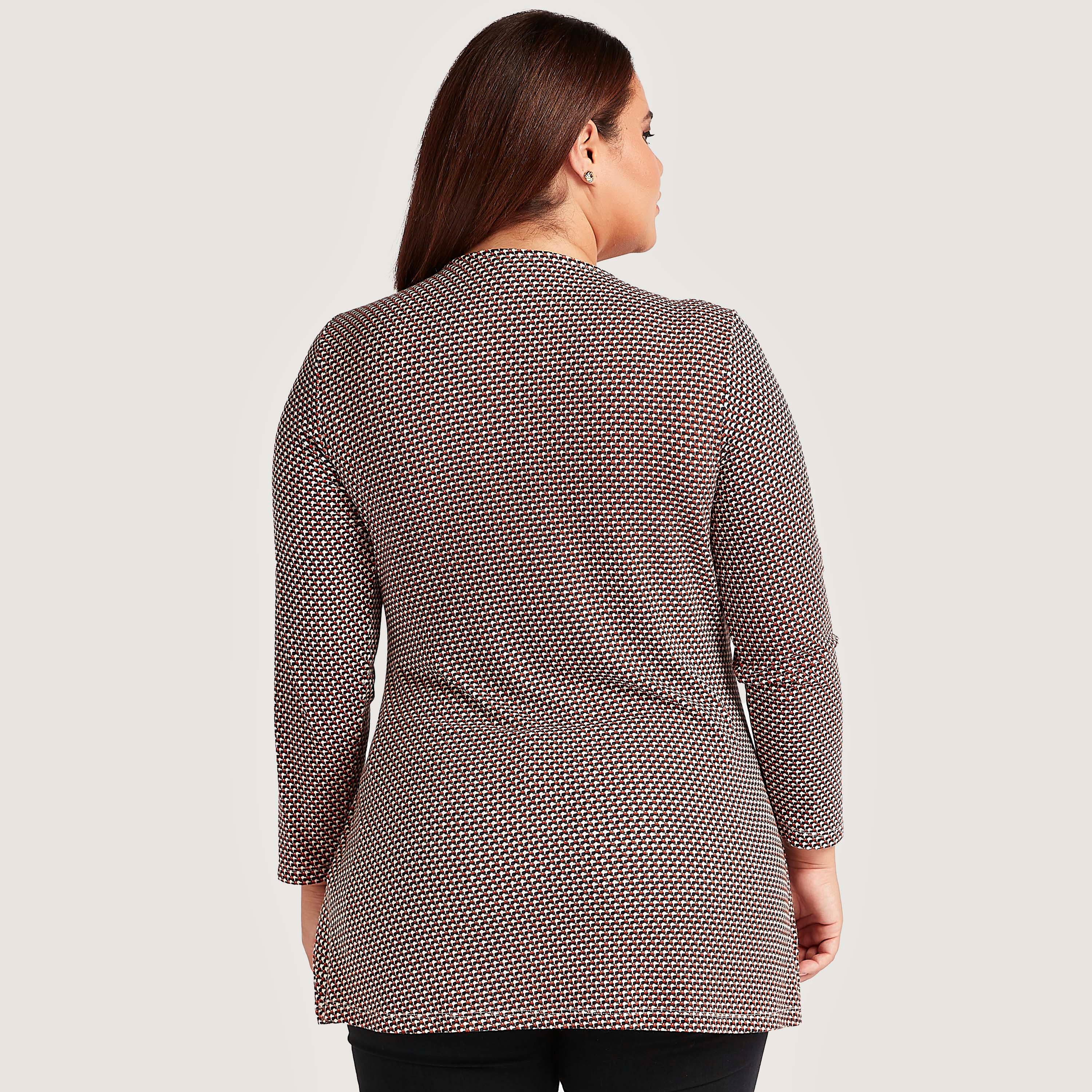 بلوزة بياقة v وطبعات وأكمام طويلة وتفاصيل عقدة-women-clothing-shirtsandblouses-blouses-image-4
