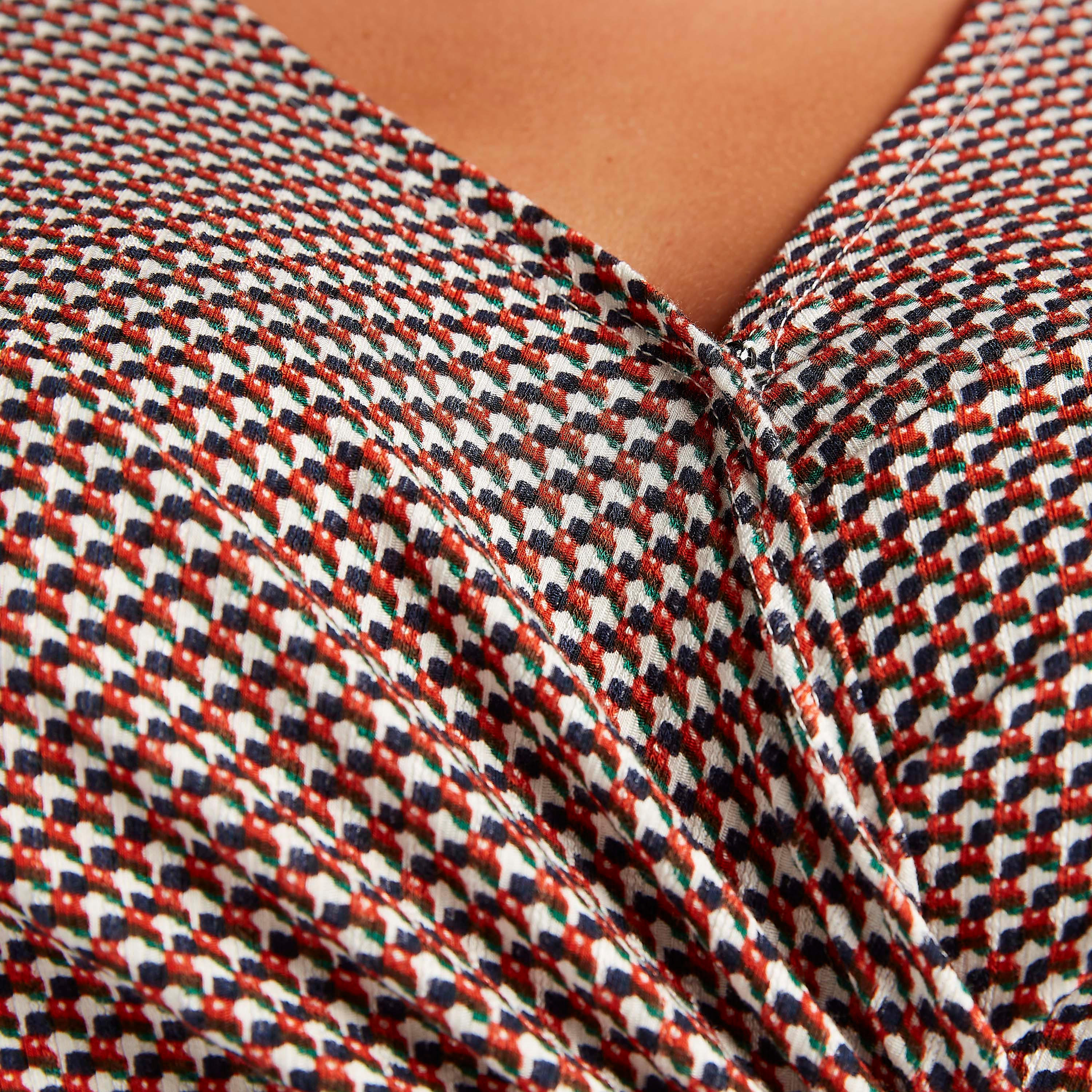 بلوزة بياقة v وطبعات وأكمام طويلة وتفاصيل عقدة-women-clothing-shirtsandblouses-blouses-image-5
