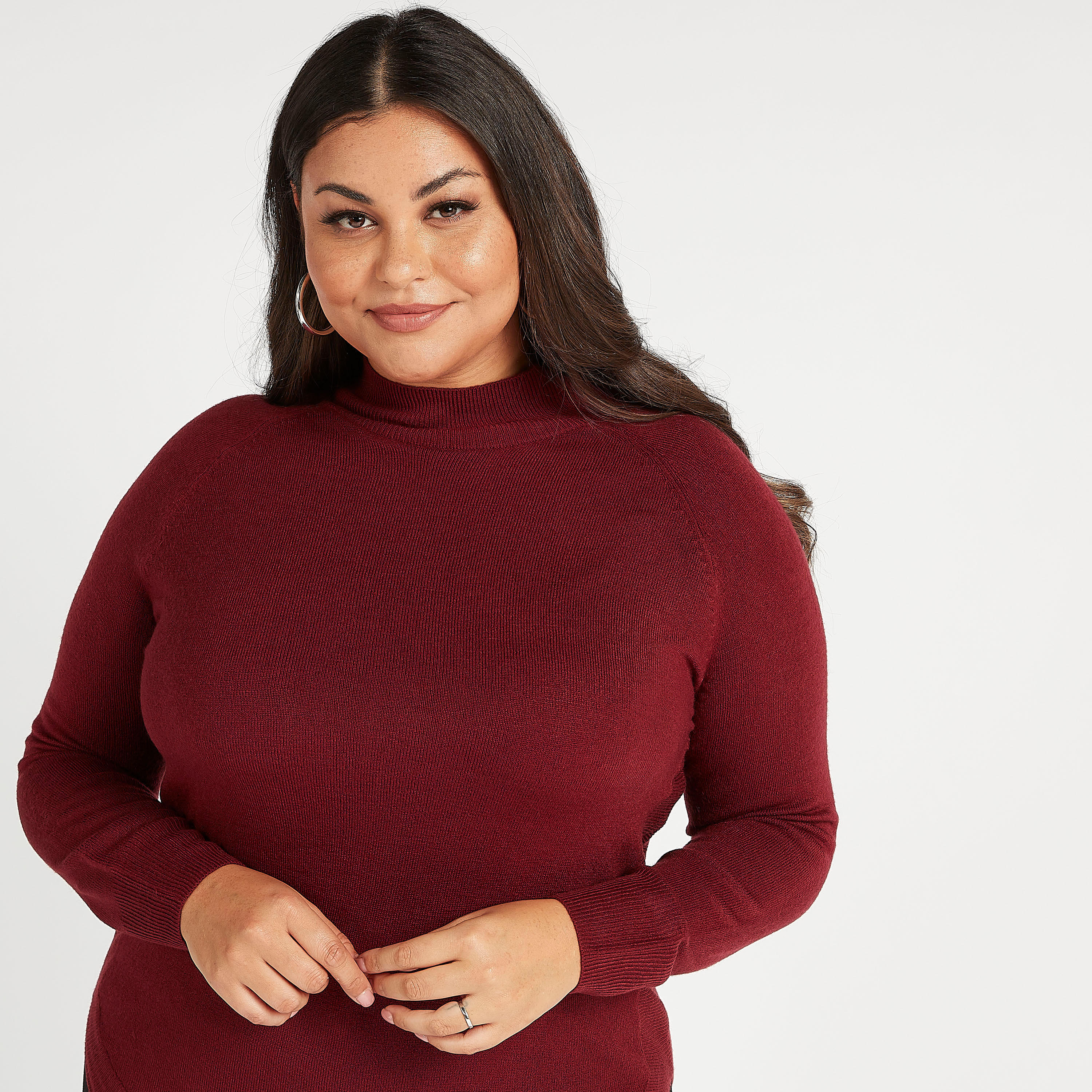 كنزة سادة بياقة عالية وأكمام طويلة-women-winterwear-cardigansandjumpers-cardigans-image-2