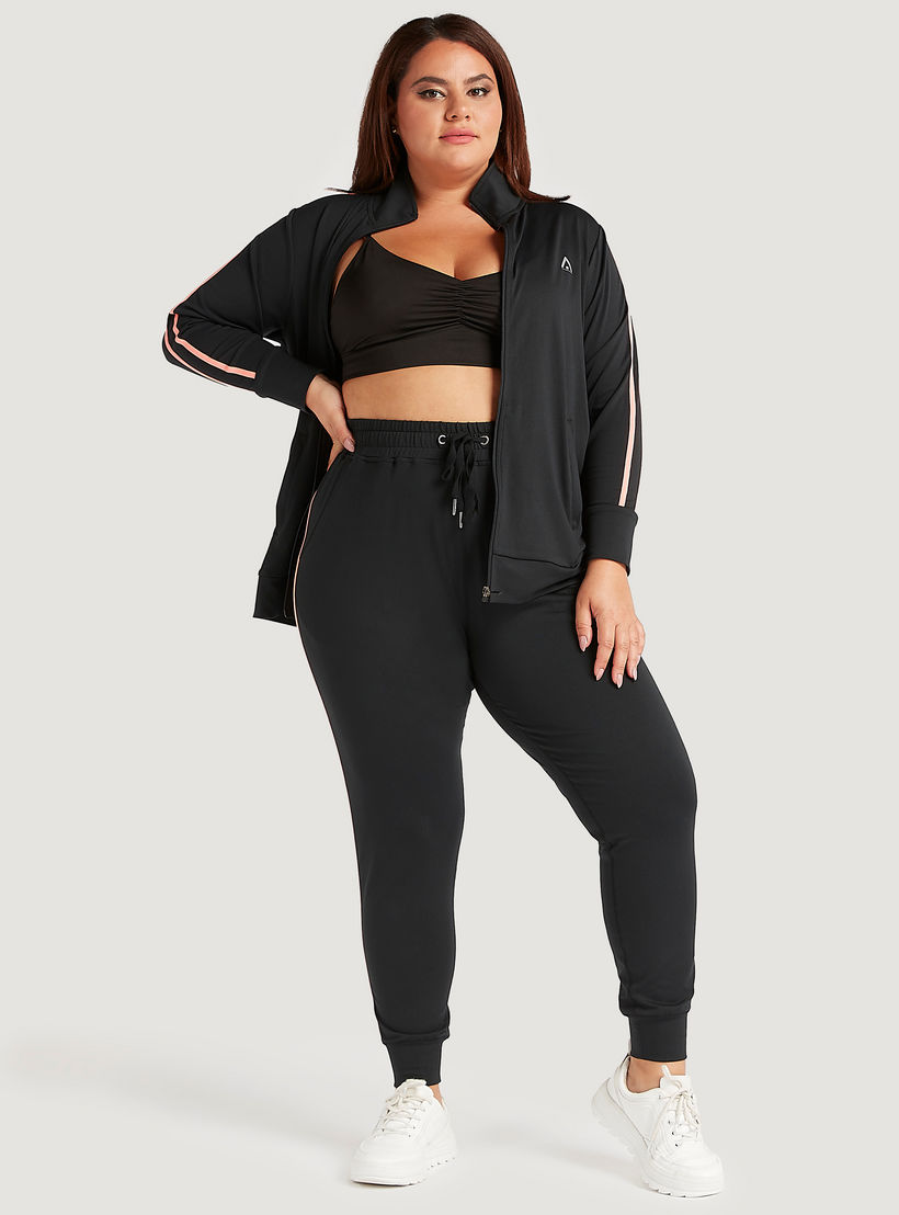بنطلون رياضي بتفاصيل شريطة وخصر مطّاطي متوسّط الارتفاع وجيوب-women-clothing-bottoms-joggers-image-2