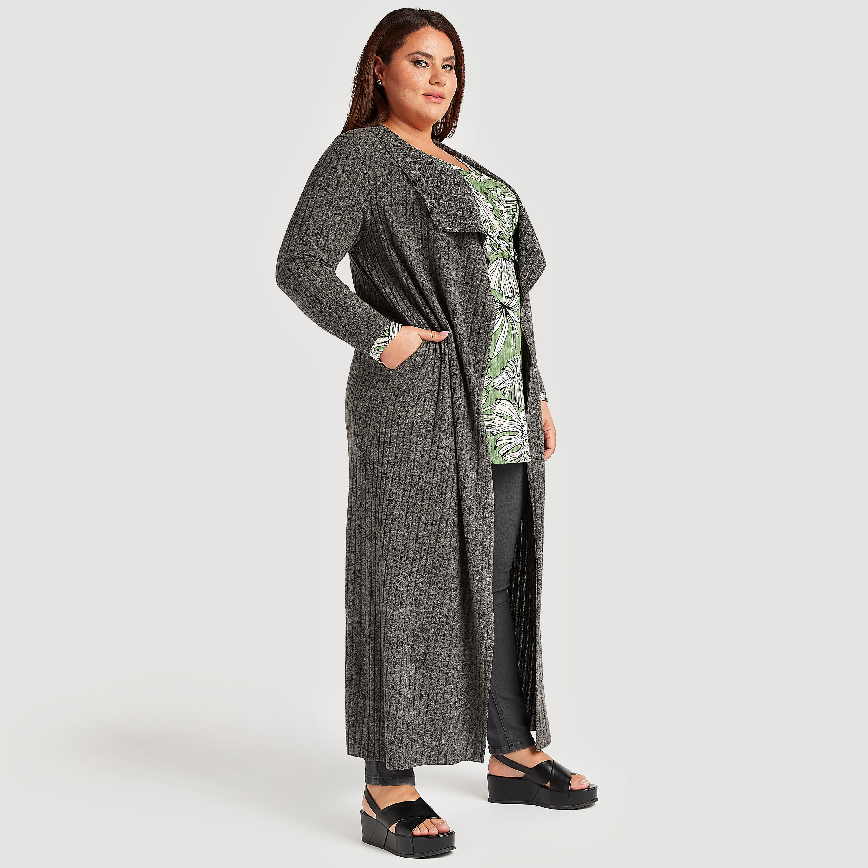كيمونو بارز الملمس خفيف بجيوب وأكمام طويلة-women-clothing-shirtsandblouses-blouses-image-2