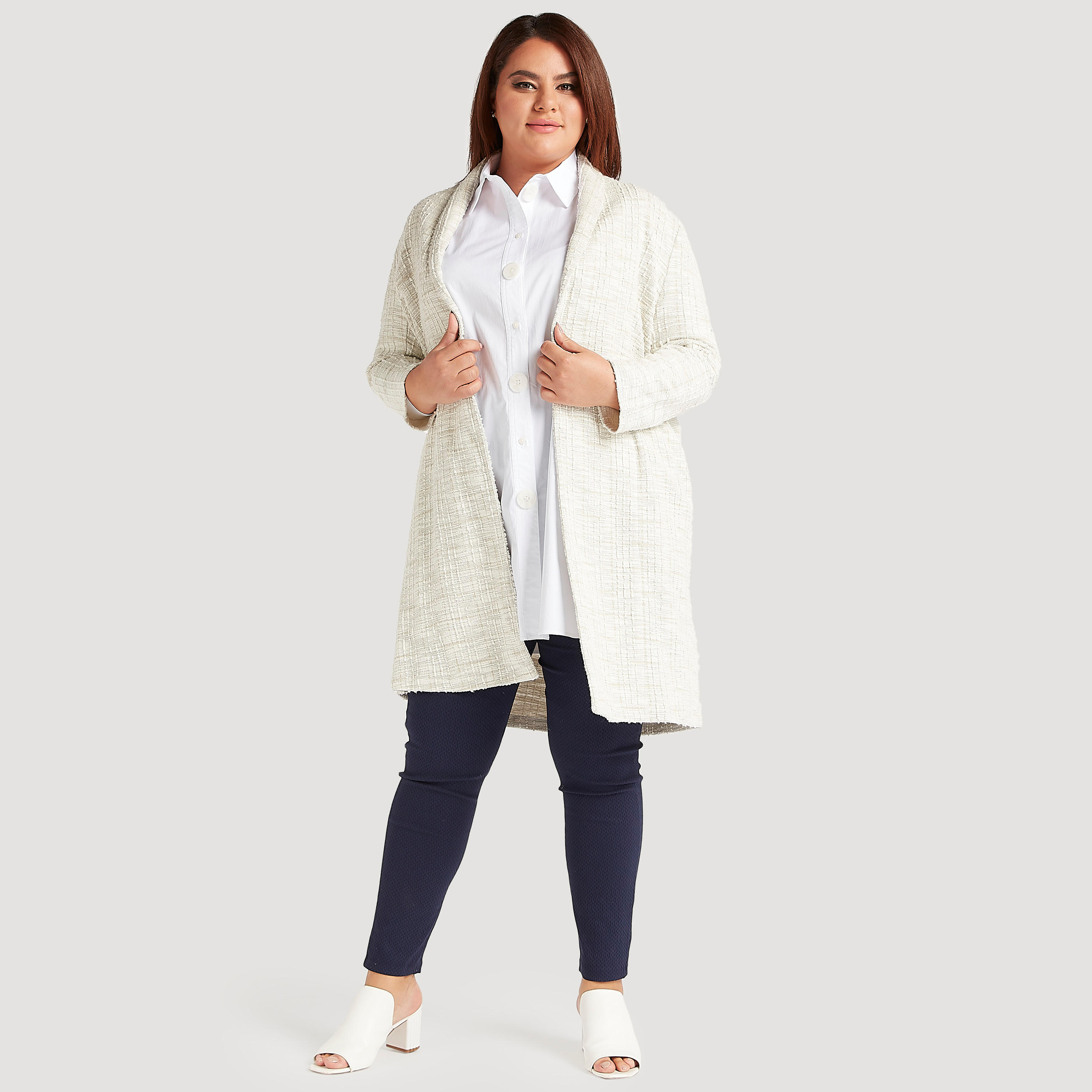 كيمونو طويل خفيف بارز الملمس مع أكمام طويلة-women-winterwear-cardigansandjumpers-cardigans-image-2