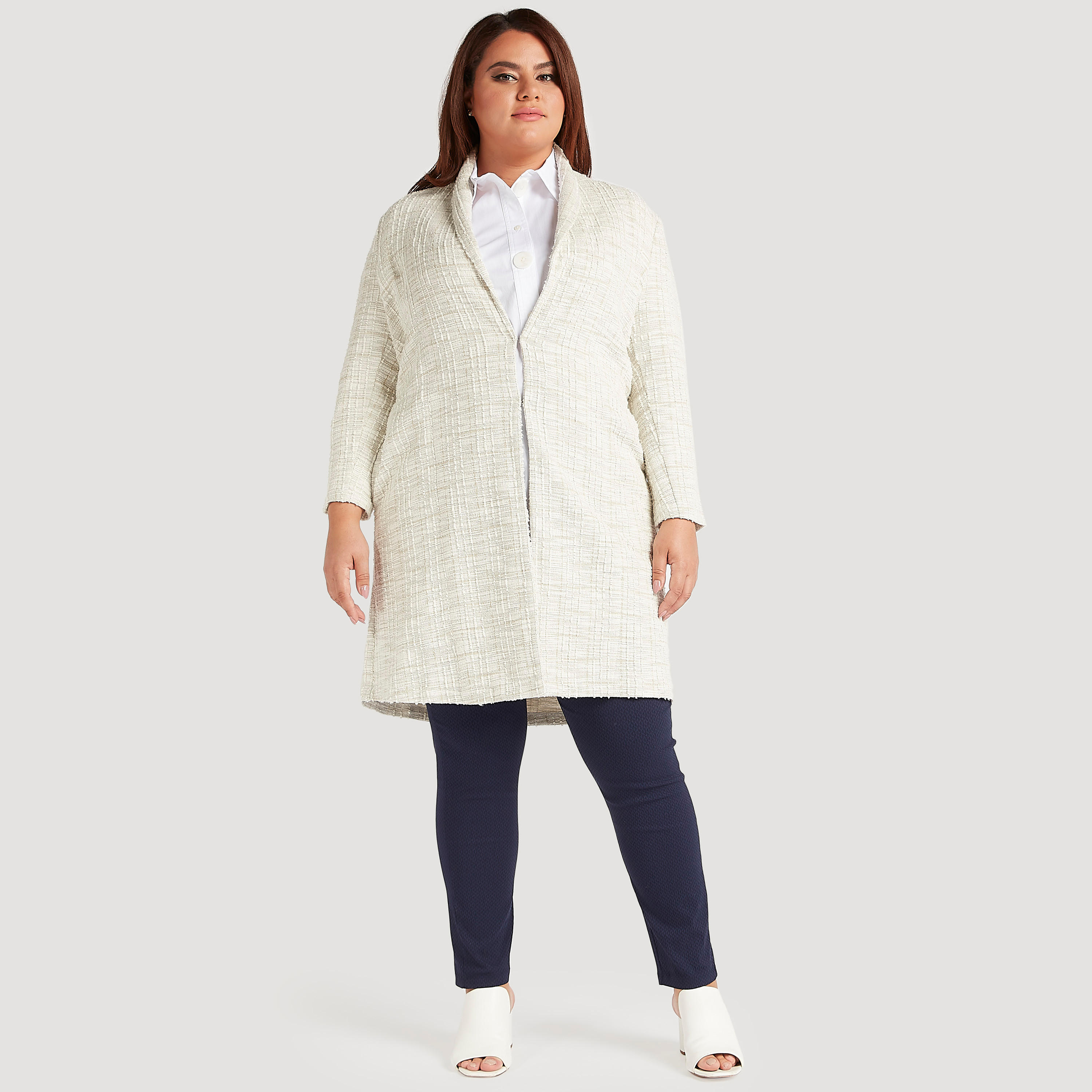 كيمونو طويل خفيف بارز الملمس مع أكمام طويلة-women-winterwear-cardigansandjumpers-cardigans-image-5