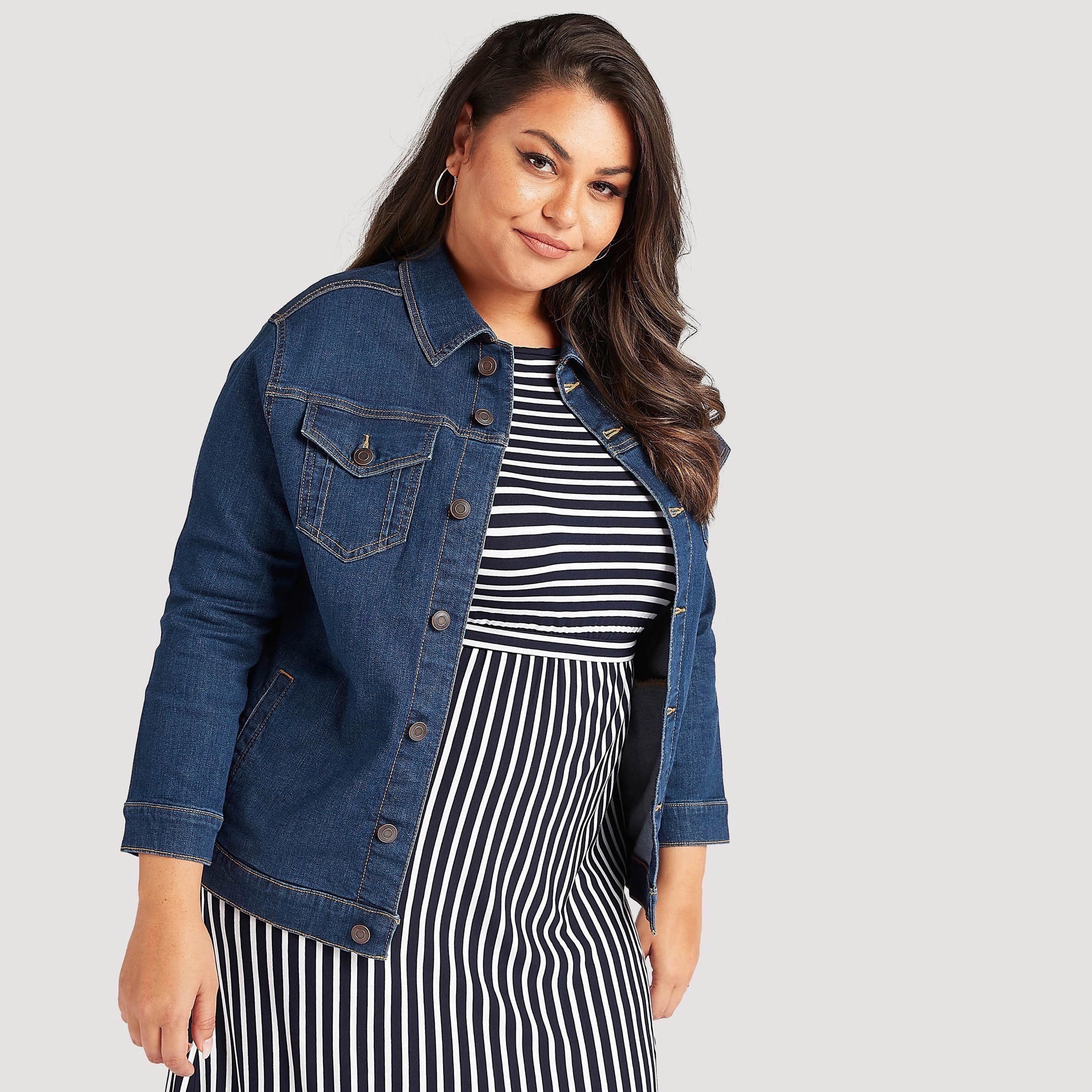 Solid Denim Jacket with Long Sleeves and Flap Pockets-women-winterwear-coatsandjackets-jackets-image-1