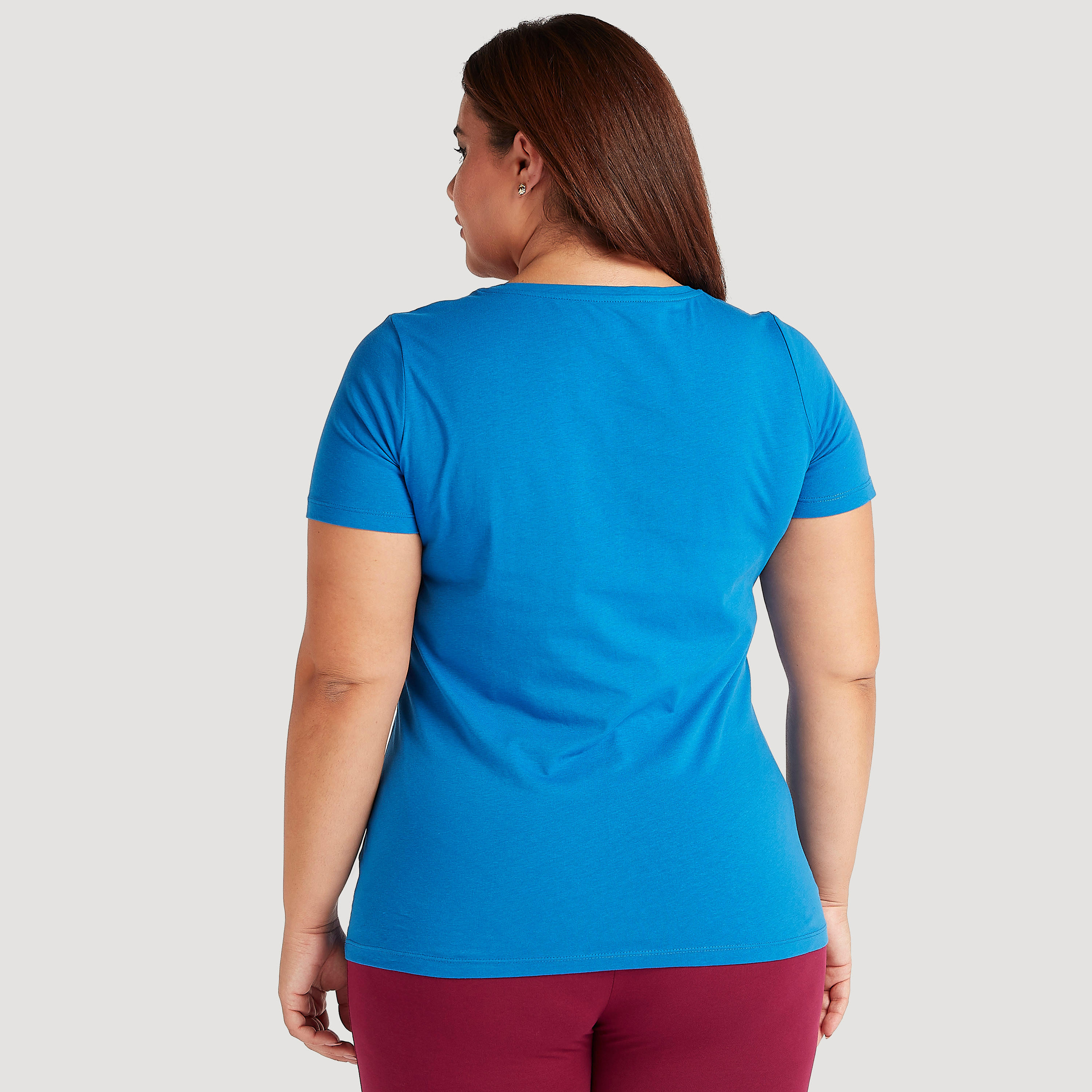 Typographic Print T-shirt with Short Sleeves and Round Neck-women-clothing-tshirts-image-4