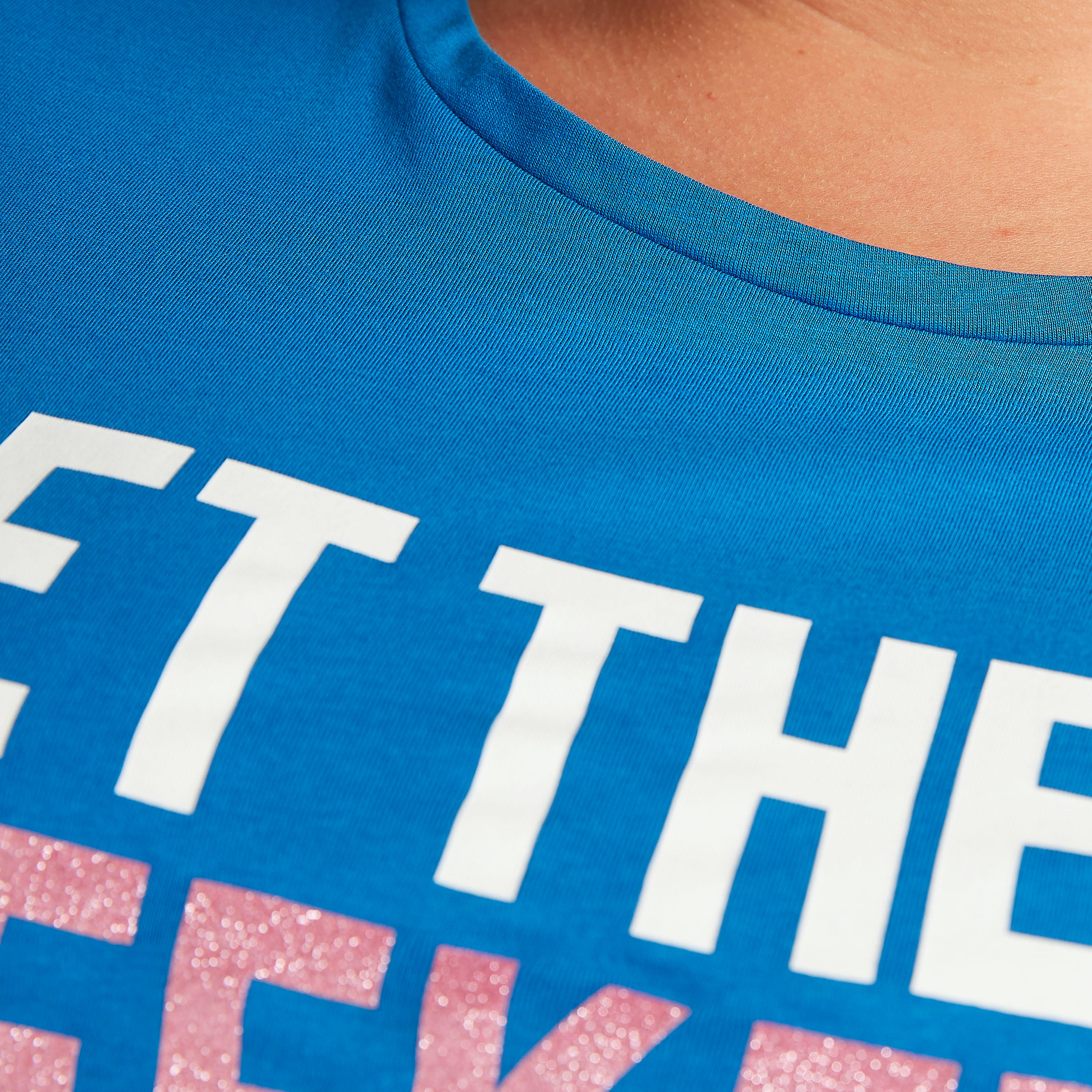 Typographic Print T-shirt with Short Sleeves and Round Neck-women-clothing-tshirts-image-5