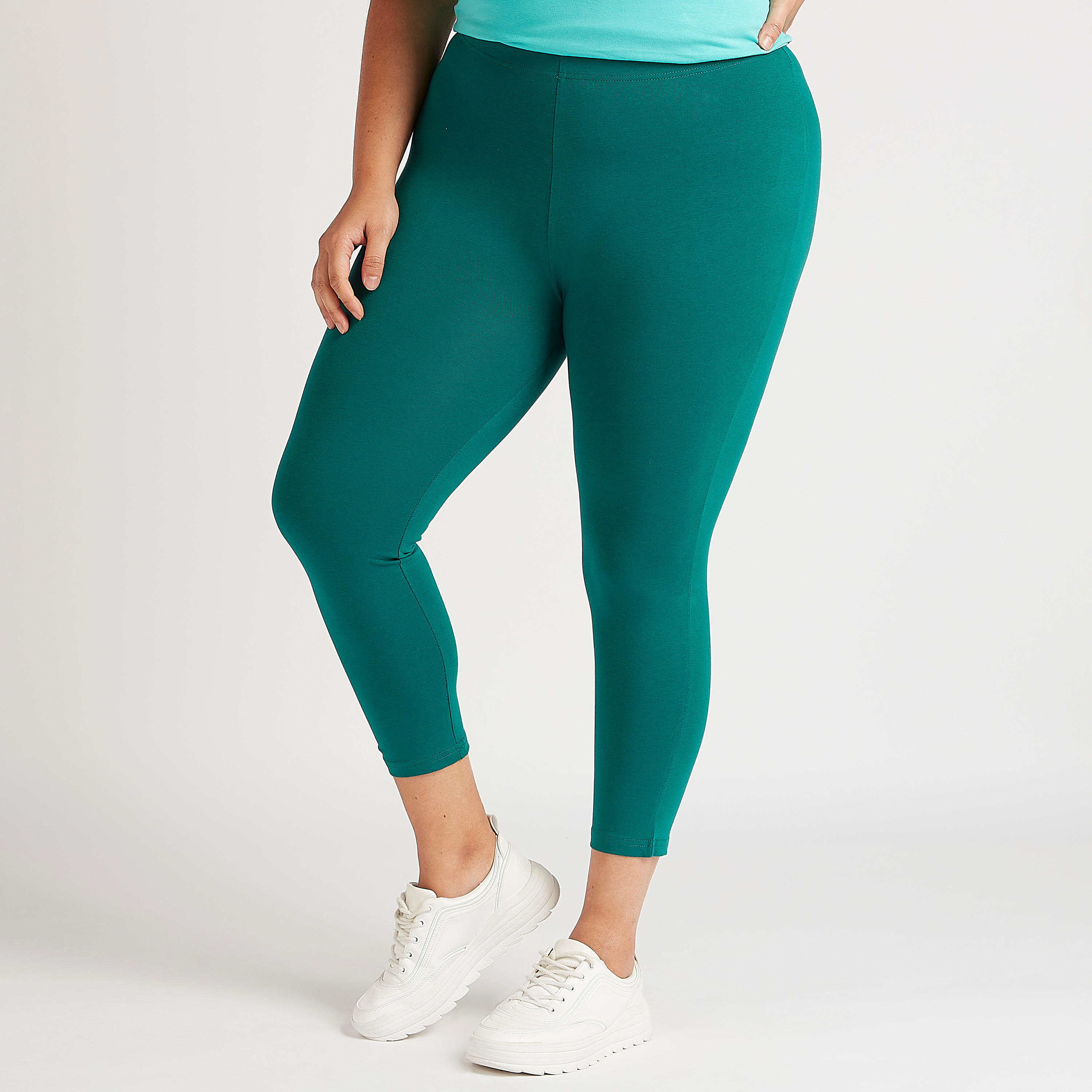 بنطلون ليقنز سادة طويل بطول الكاحل وخصر مطّاطي-women-clothing-bottoms-leggings-image-4