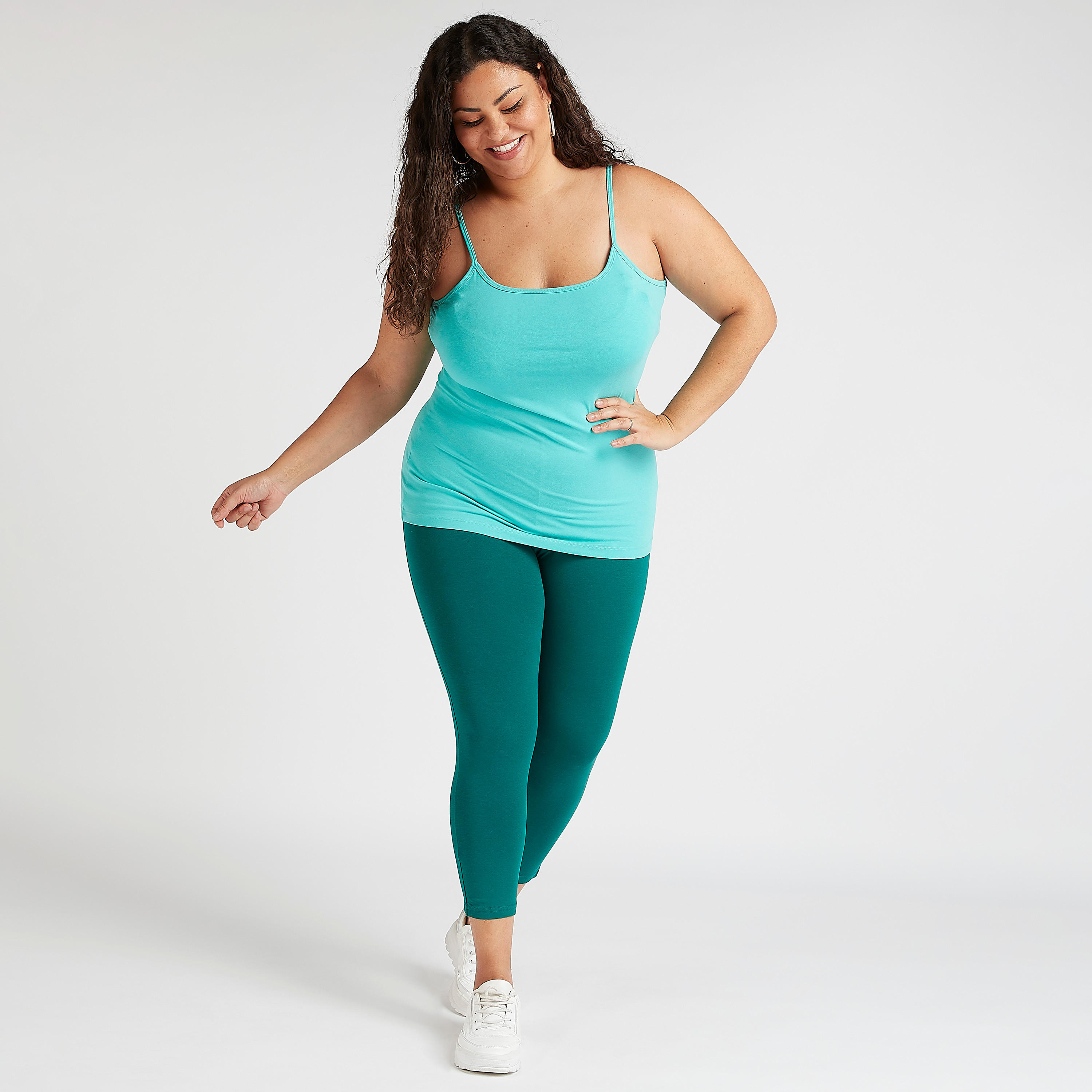 بنطلون ليقنز سادة طويل بطول الكاحل وخصر مطّاطي-women-clothing-bottoms-leggings-image-3
