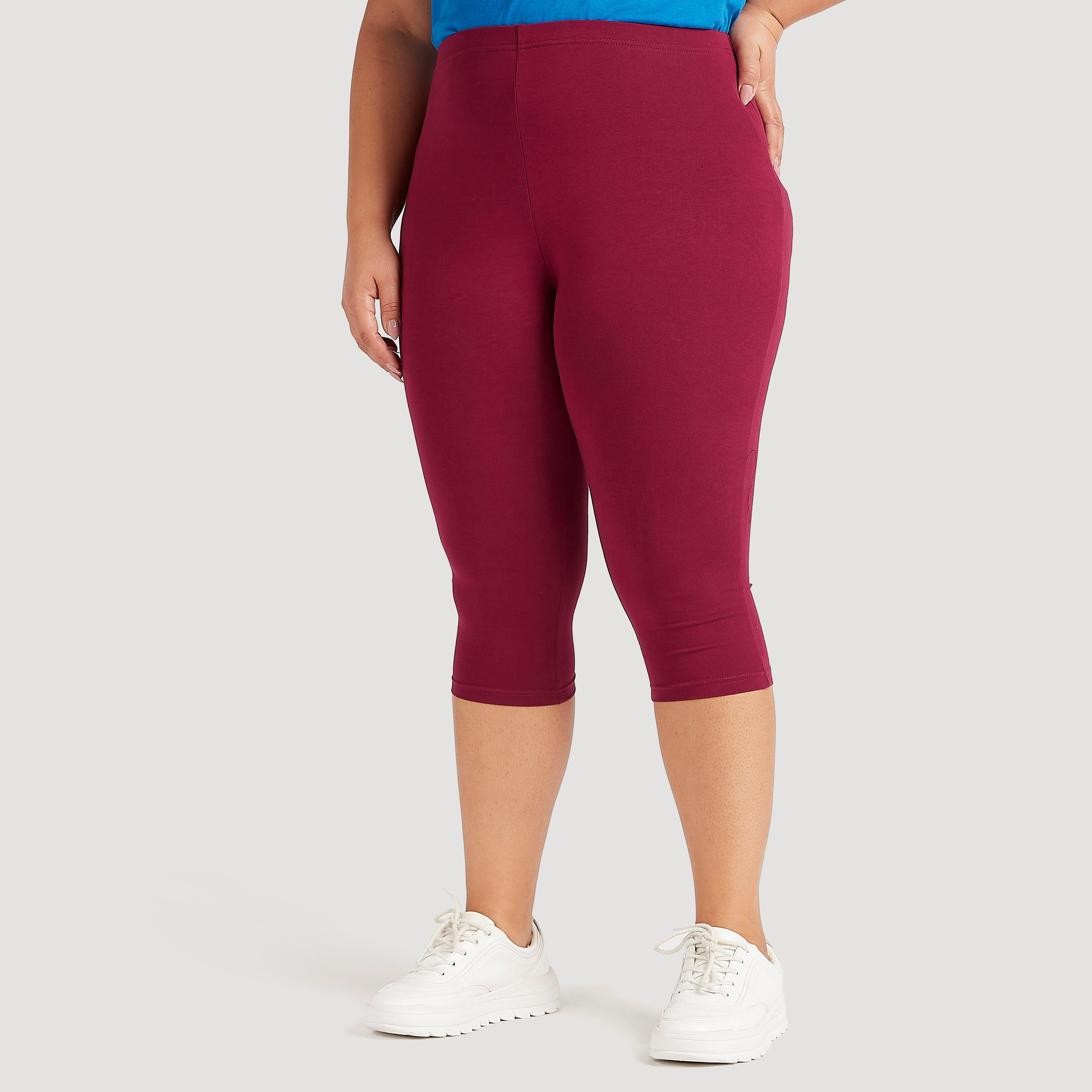 Solid Cropped Leggings with Elasticated Waistband-women-clothing-bottoms-leggings-image-1