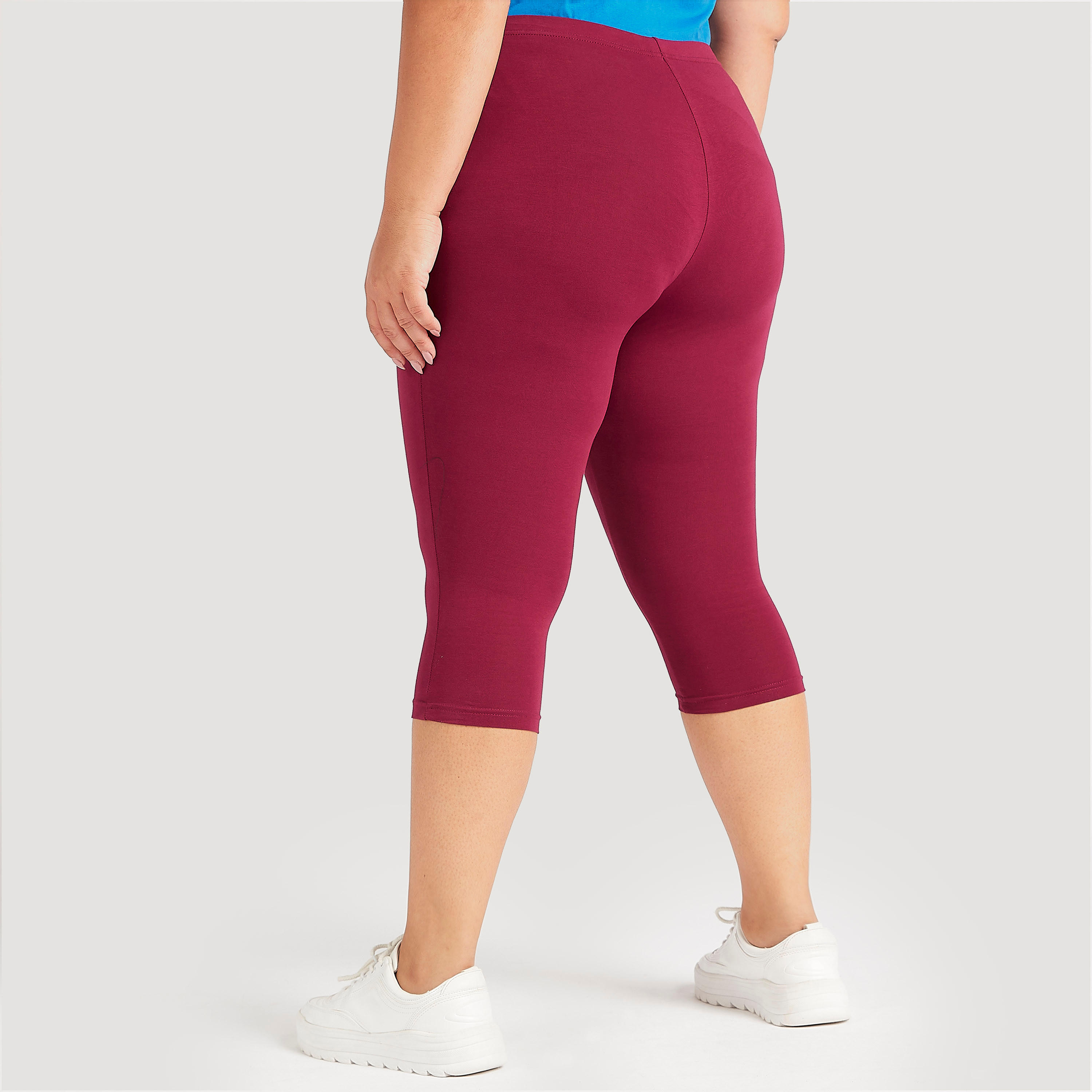 Solid Cropped Leggings with Elasticated Waistband-women-clothing-bottoms-leggings-image-4