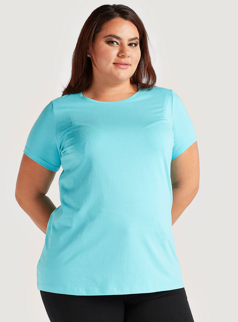تيشيرت سادة بياقة ضيّقة وأكمام قصيرة-women-clothing-tshirts-image-5