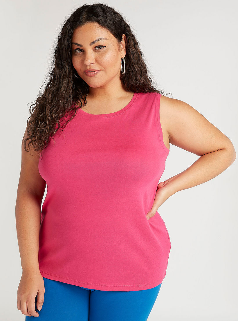 Solid Sleeveless Vest with Round Neck-women-clothing-tshirts-image-1