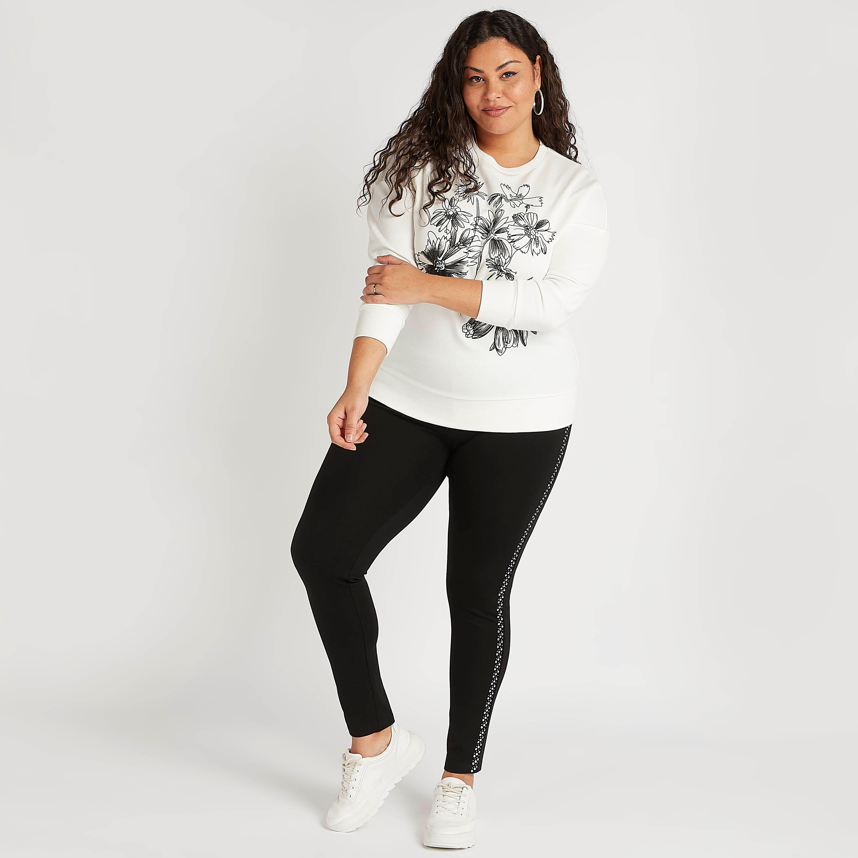 بنطلون ليقنز مزيّن بخصر مطّاطي متوسط الارتفاع-women-clothing-bottoms-leggings-image-2