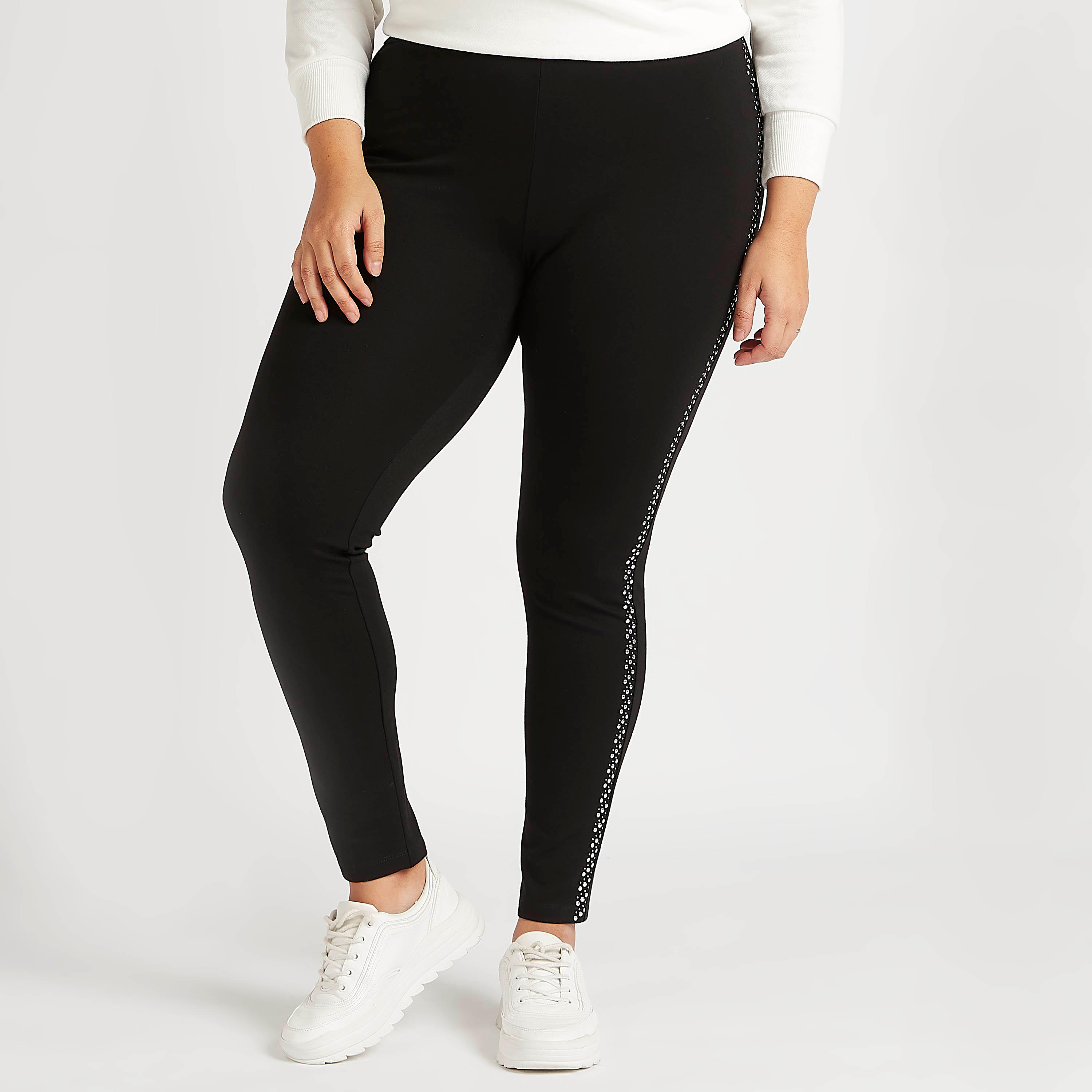 بنطلون ليقنز مزيّن بخصر مطّاطي متوسط الارتفاع-women-clothing-bottoms-leggings-image-5