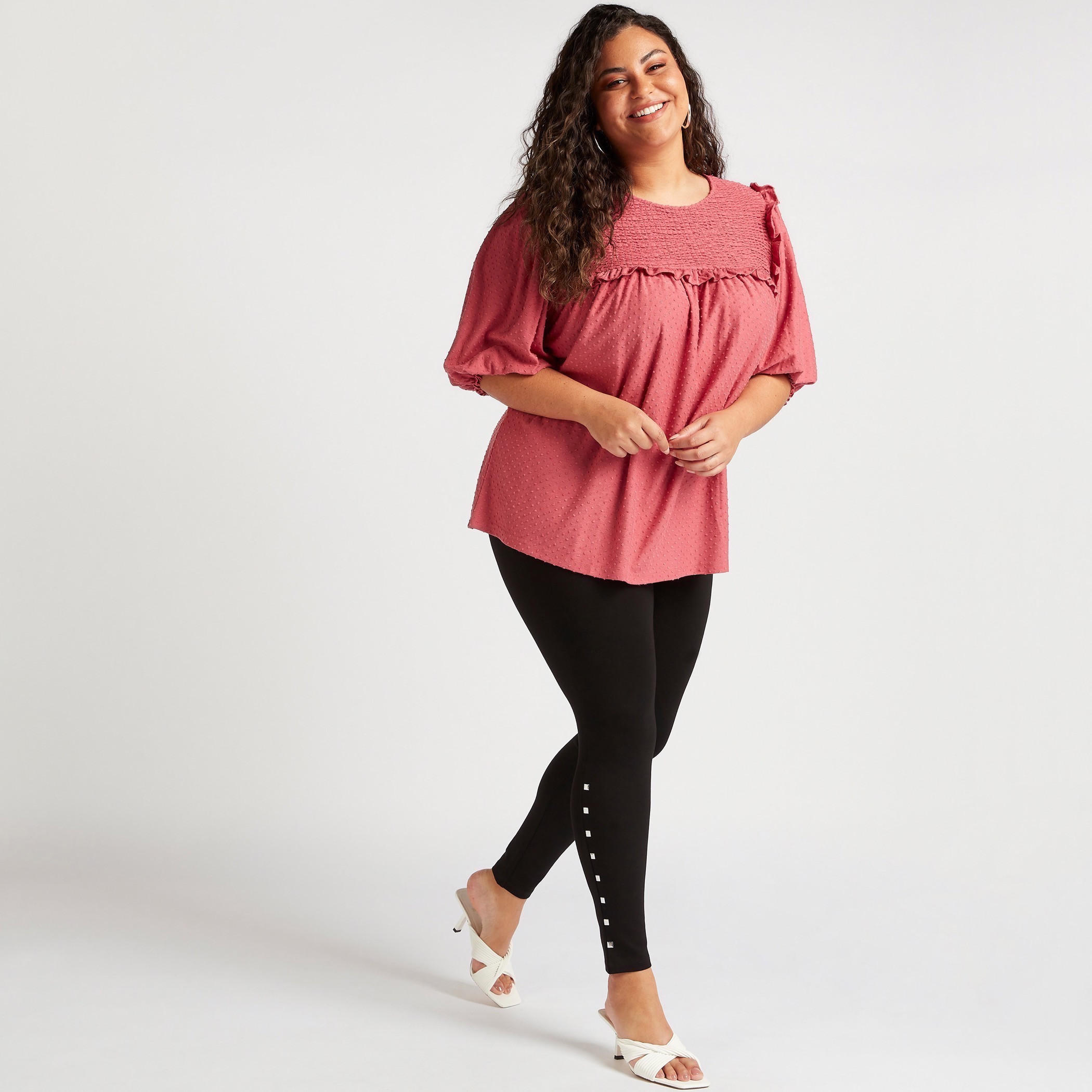 بنطلون ليقنز مزيّن بخصر مطّاطي متوسّط الارتفاع-women-clothing-bottoms-leggings-image-3