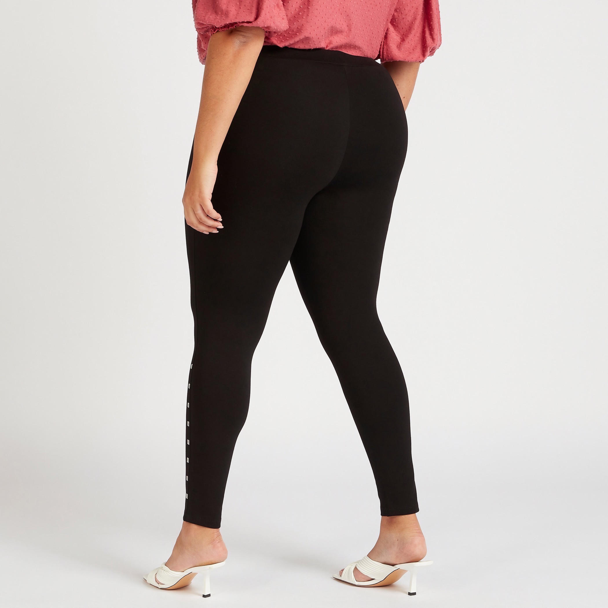 بنطلون ليقنز مزيّن بخصر مطّاطي متوسّط الارتفاع-women-clothing-bottoms-leggings-image-1