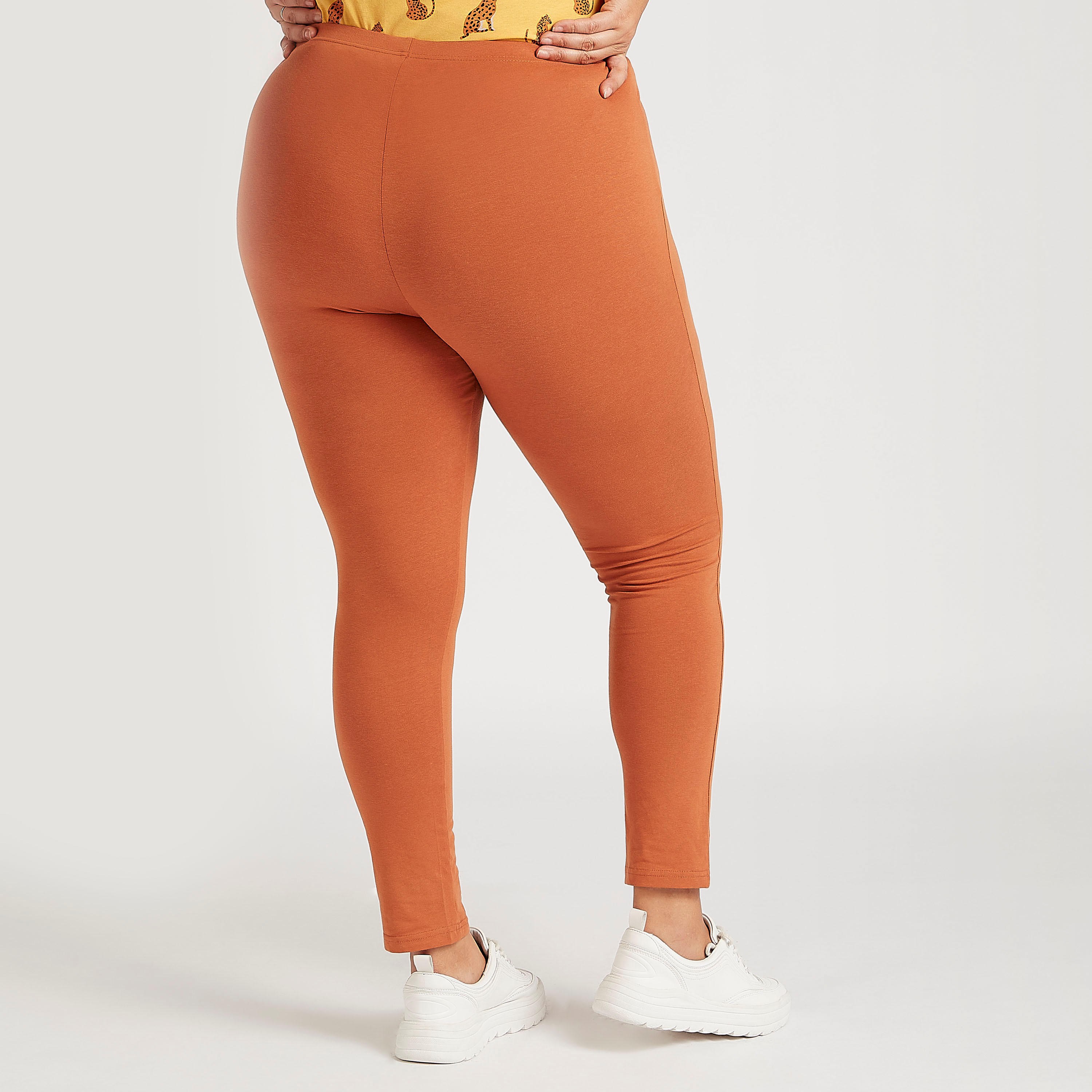 بنطلون ليقنز سادة بطول كامل وخصر مطّاطي-women-clothing-bottoms-leggings-image-1