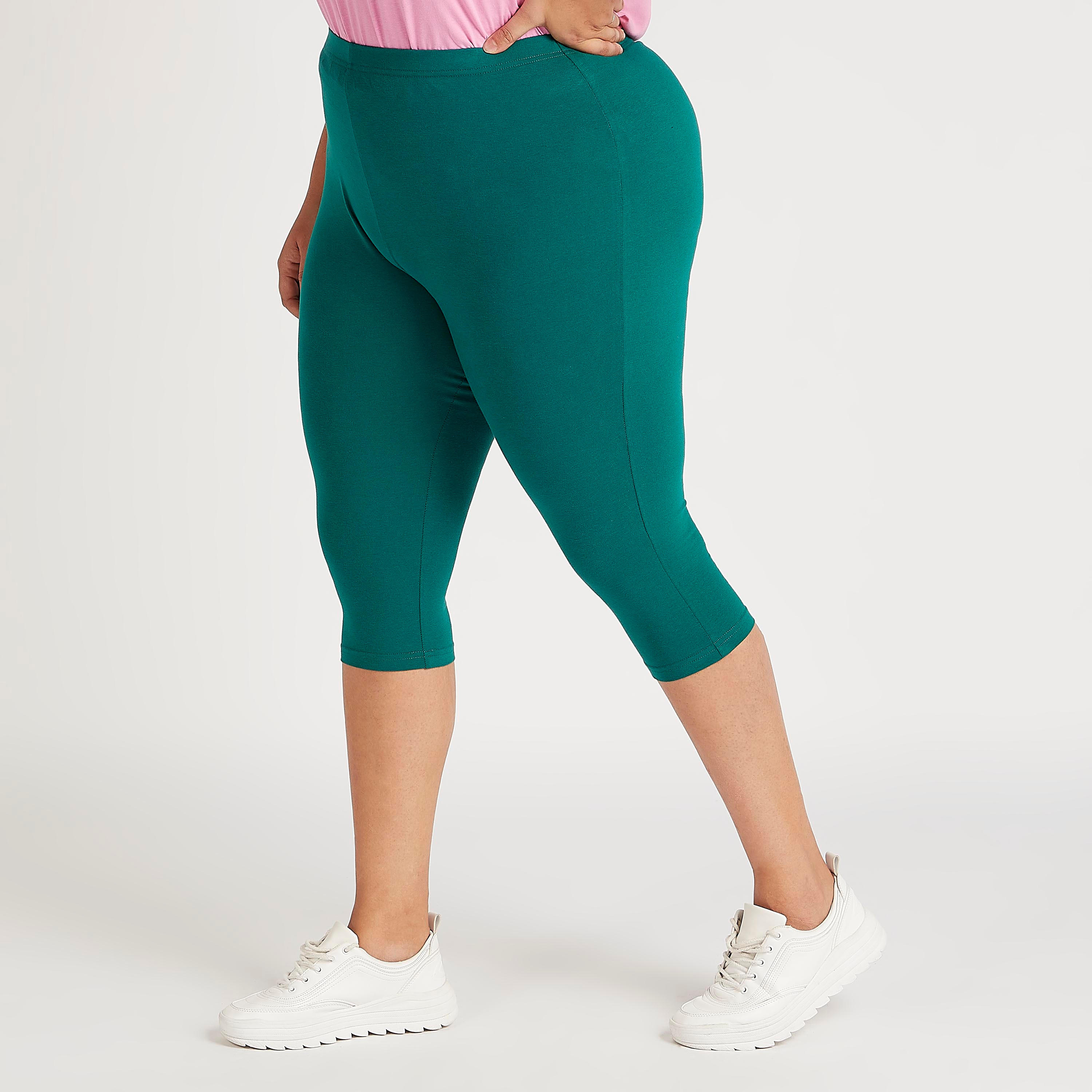 Solid Cropped Leggings with Elasticated Waistband-women-clothing-bottoms-leggings-image-1