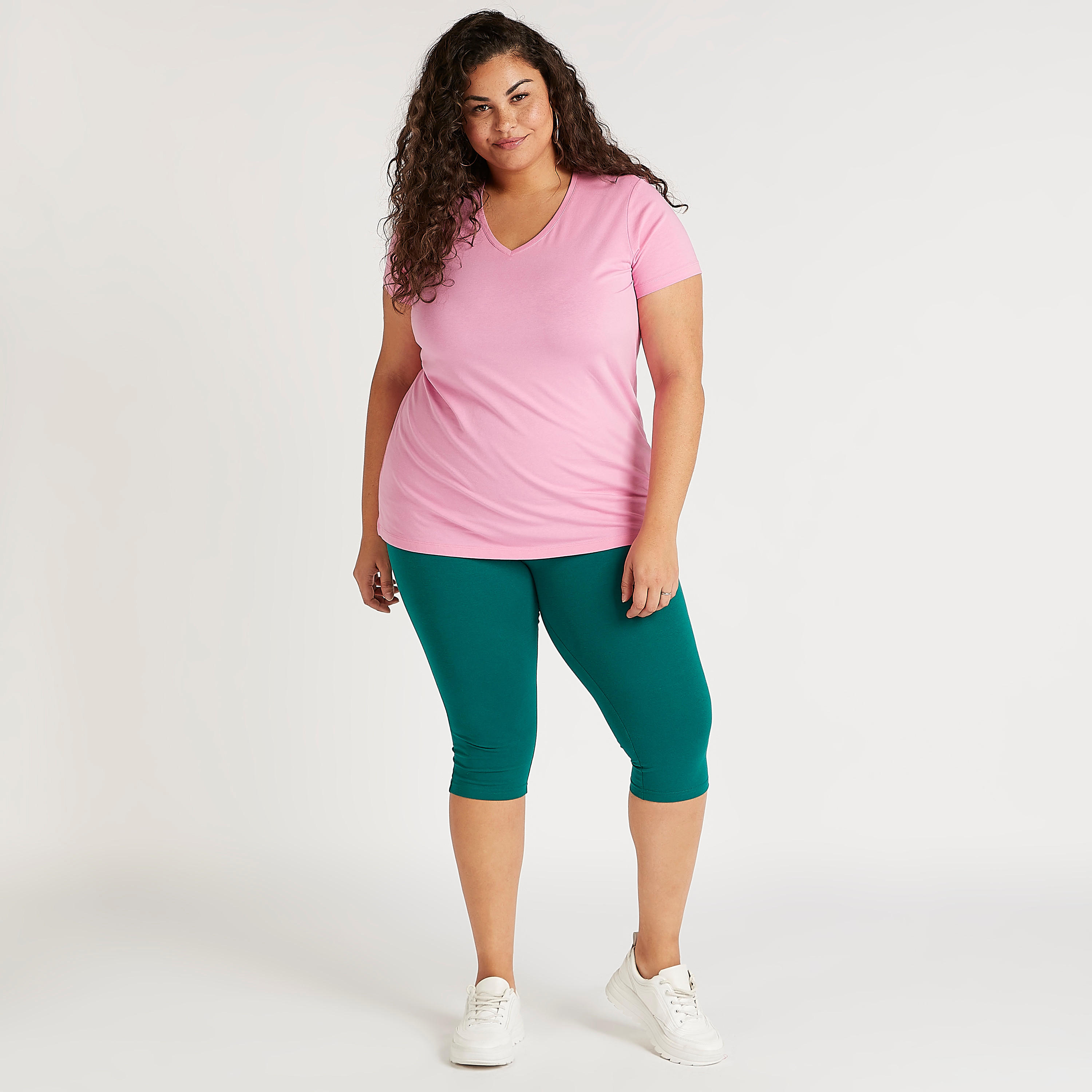 Solid Cropped Leggings with Elasticated Waistband-women-clothing-bottoms-leggings-image-2