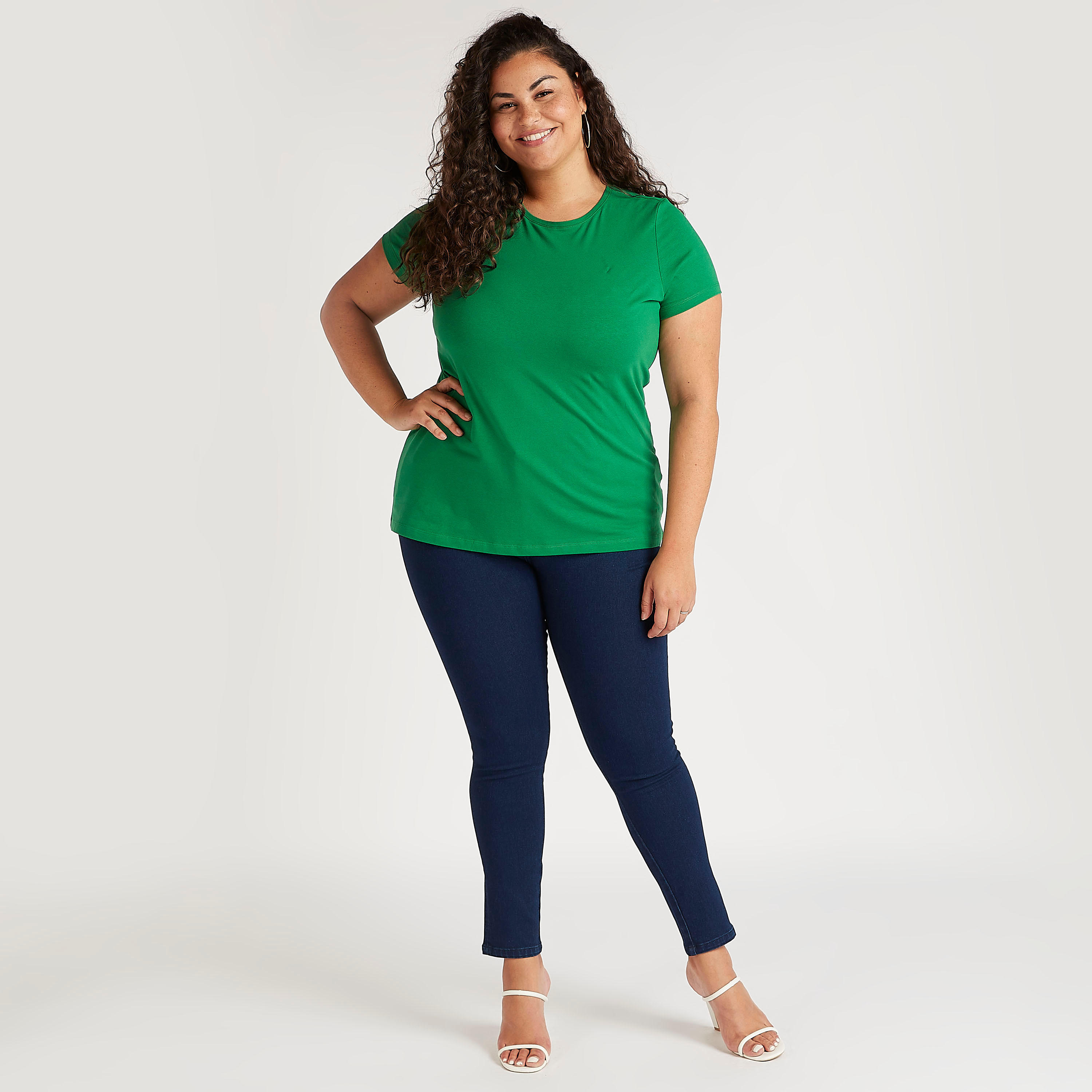 Solid T-shirt with Short Sleeves and Round Neck-women-clothing-tshirts-image-2