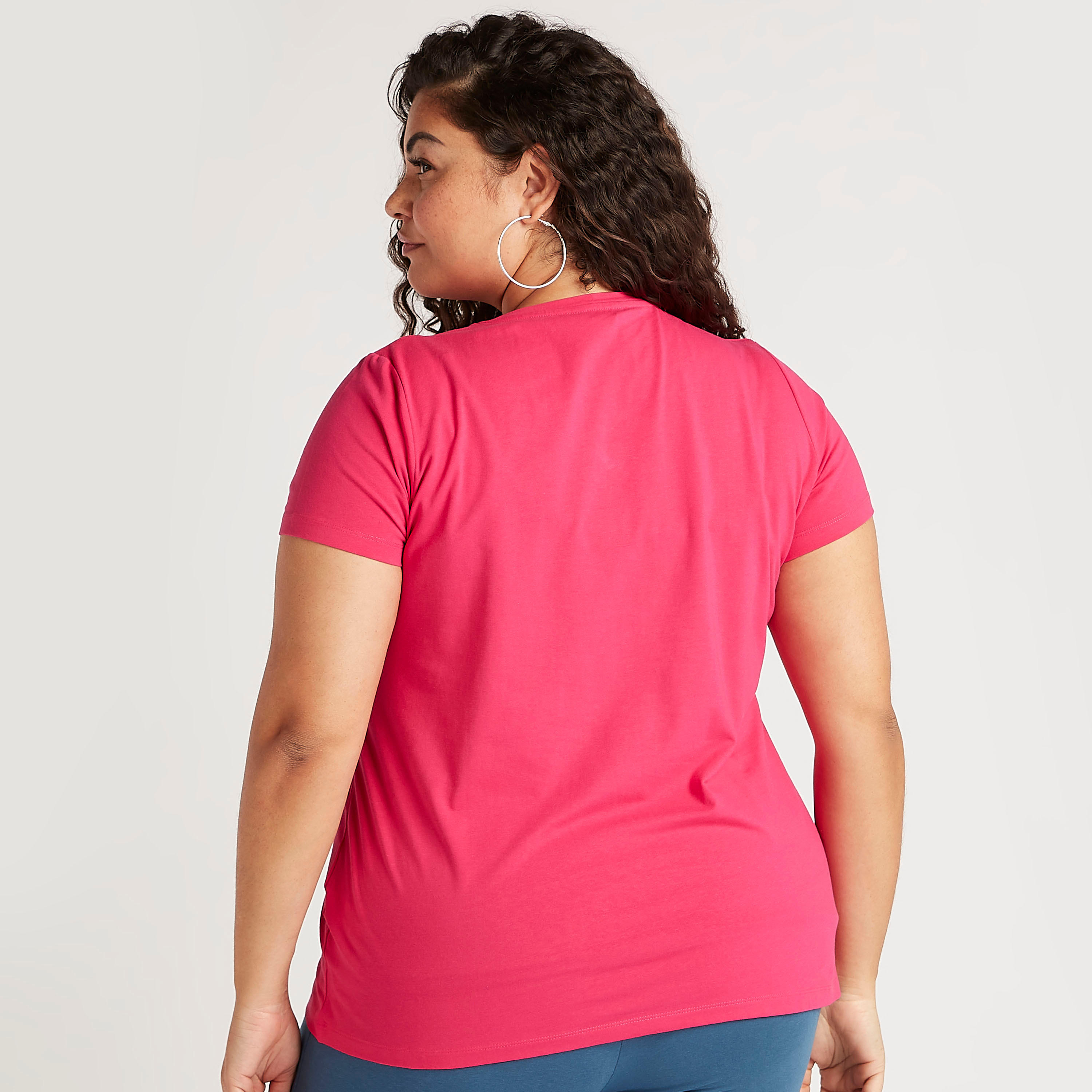 تيشيرت سادة بياقة V وأكمام قصيرة-women-clothing-tshirts-image-1