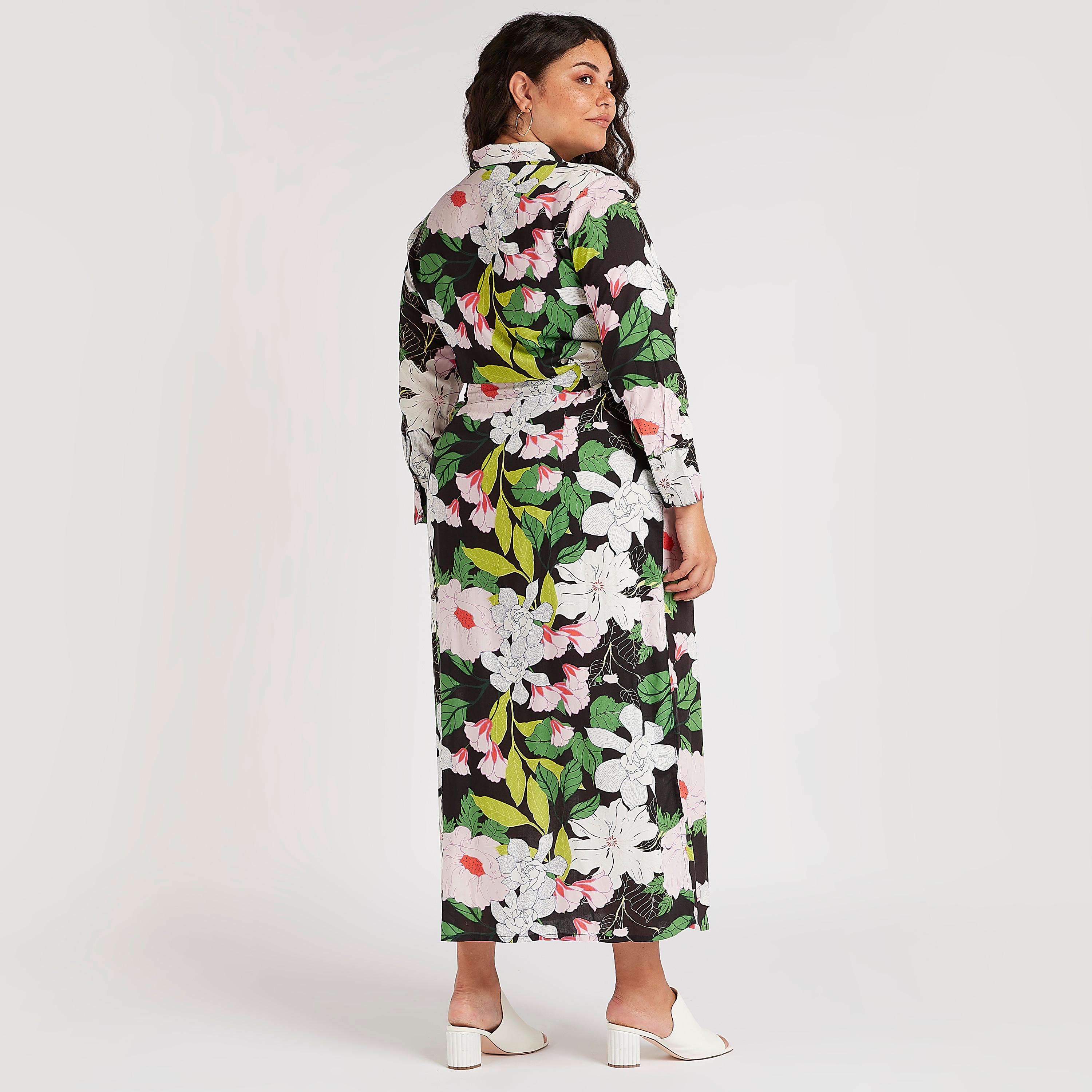 فستان قميص طويل بحزام رباط وطبعات زهرية-women-clothing-dresses-image-4