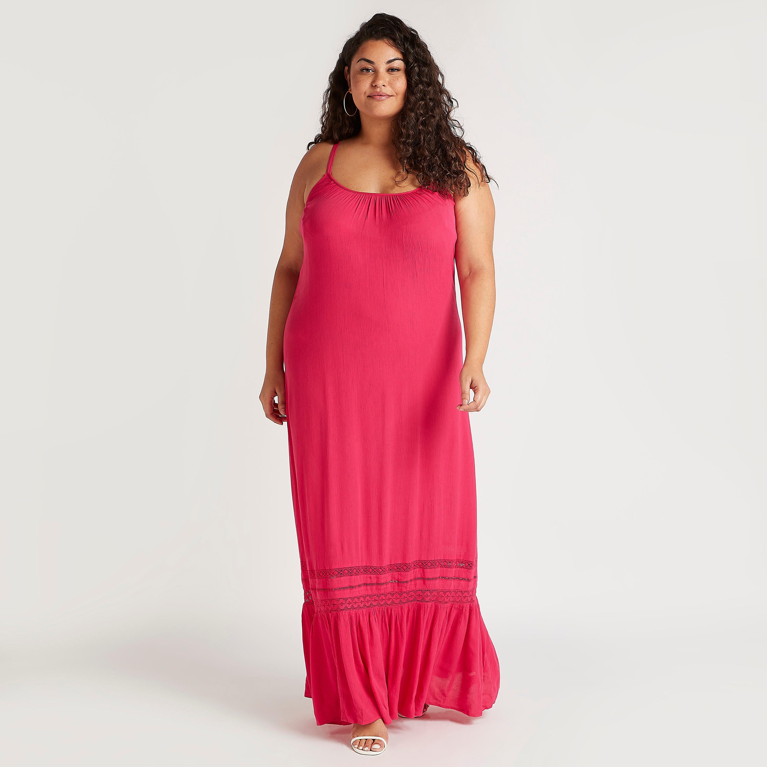 فستان سادة إيه لاين طويل بياقة عميقة وحمّالات رفيعة-women-clothing-dresses-image-2