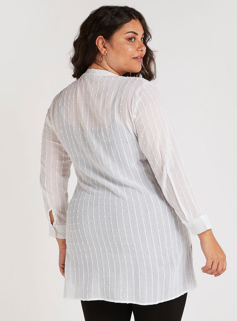 بلوزة بأكمام طويلة وزر إغلاق وتفاصيل دانتيل-women-clothing-shirtsandblouses-blouses-image-5