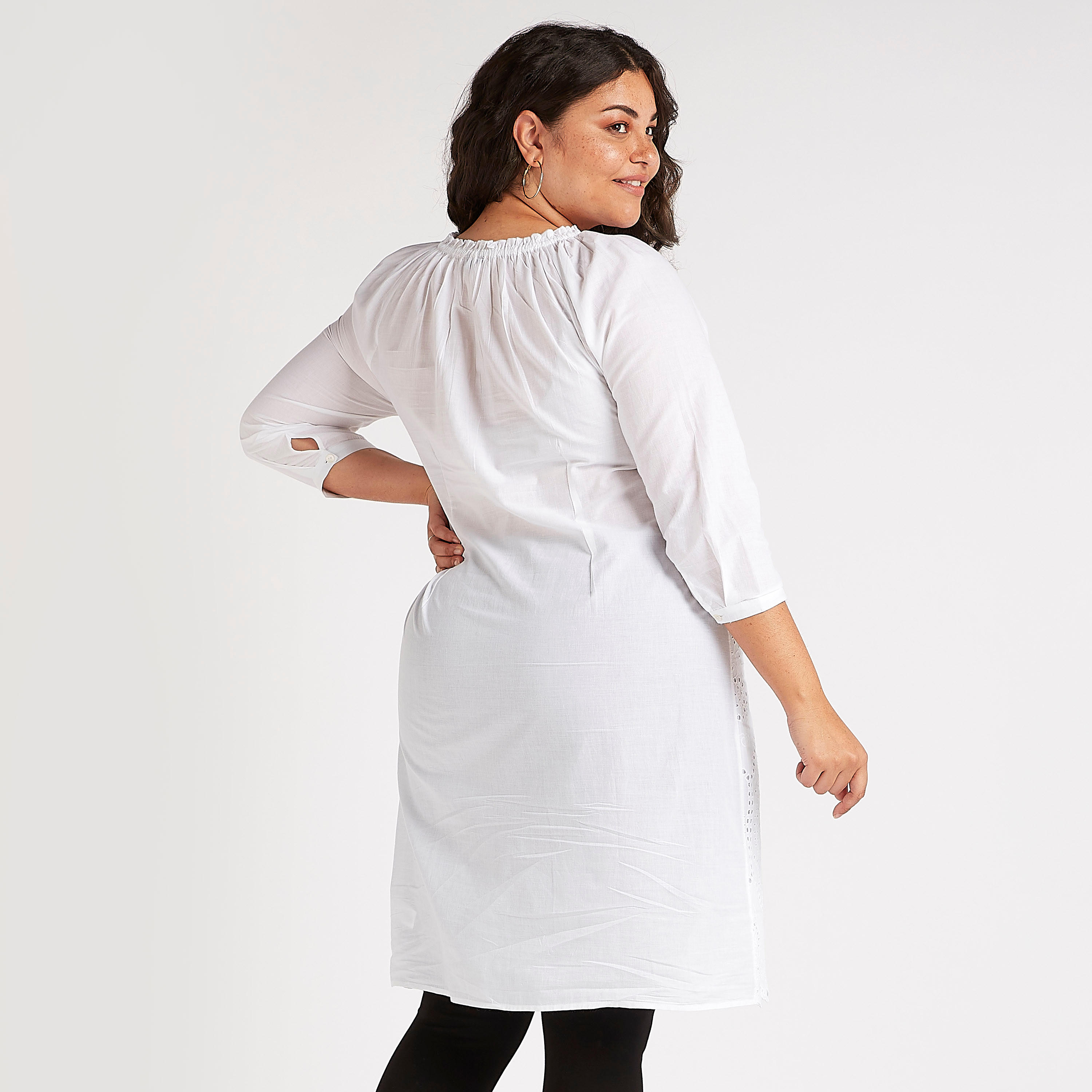 Embroidered Tunic with Neck Tie-Ups and 3/4 Sleeves-women-clothing-shirtsandblouses-blouses-image-5