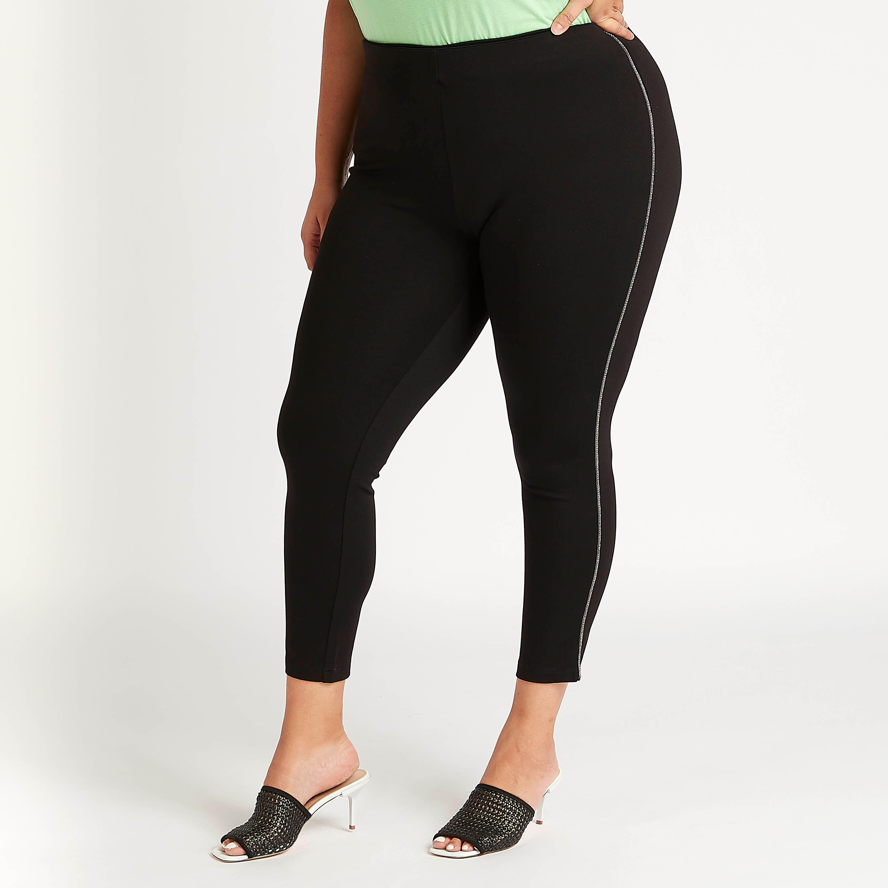 Side Solid Ankle Length Mid-Rise Leggings with Elasticated Waist-women-clothing-bottoms-leggings-image-1