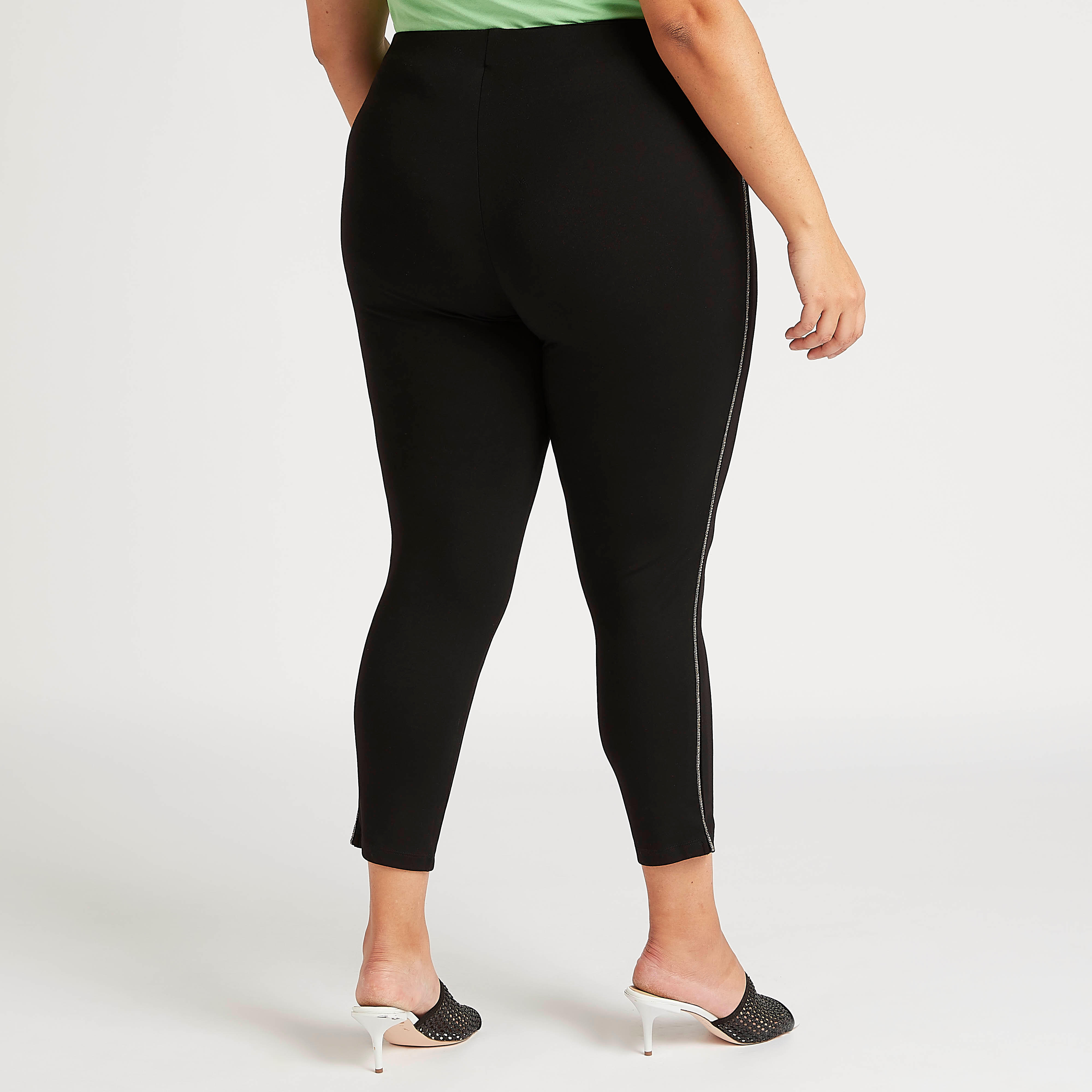Side Solid Ankle Length Mid-Rise Leggings with Elasticated Waist-women-clothing-bottoms-leggings-image-4
