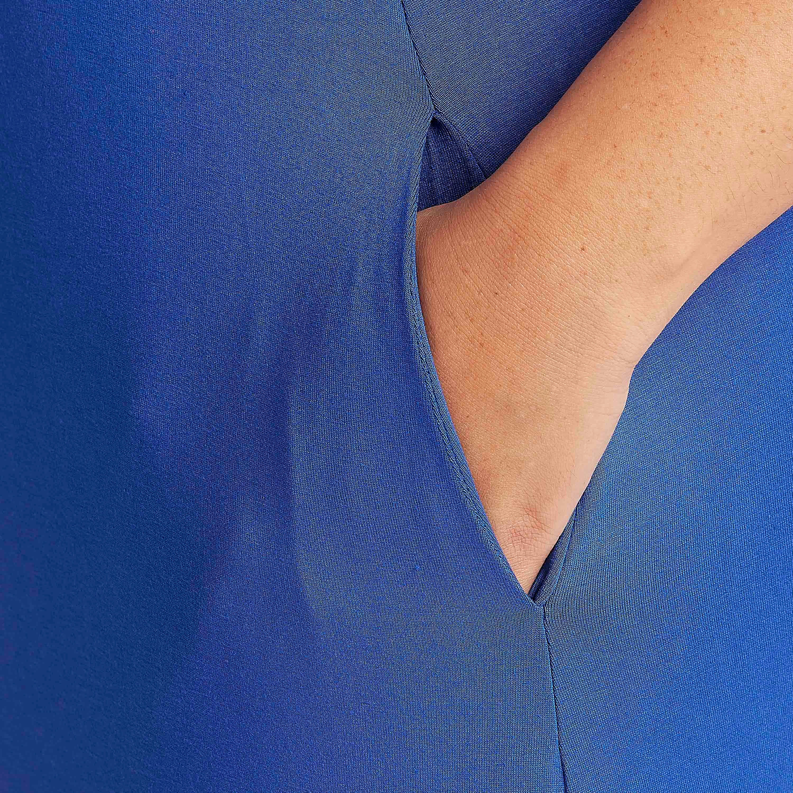 فستان واسع طويل سادة بياقة مستديرة وأكمام قصيرة-women-clothing-dresses-image-6