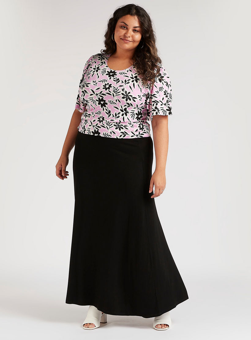بلوزة بياقة مستديرة وأكمام قصيرة وطبعات أزهار-women-clothing-shirtsandblouses-blouses-image-3
