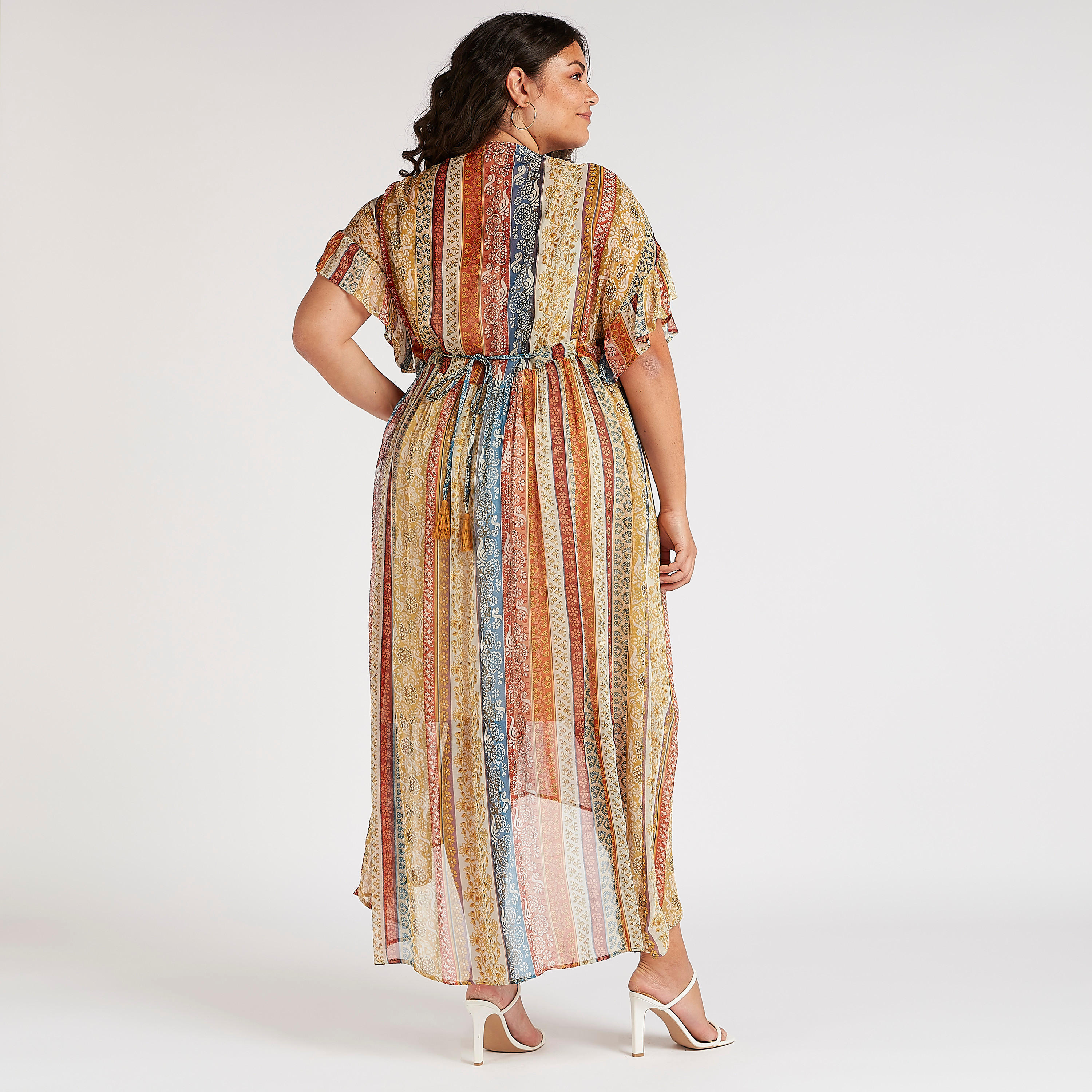 فستان ميدي إيه لاين بأربطة بشرّابات وطبعات-women-clothing-dresses-image-4
