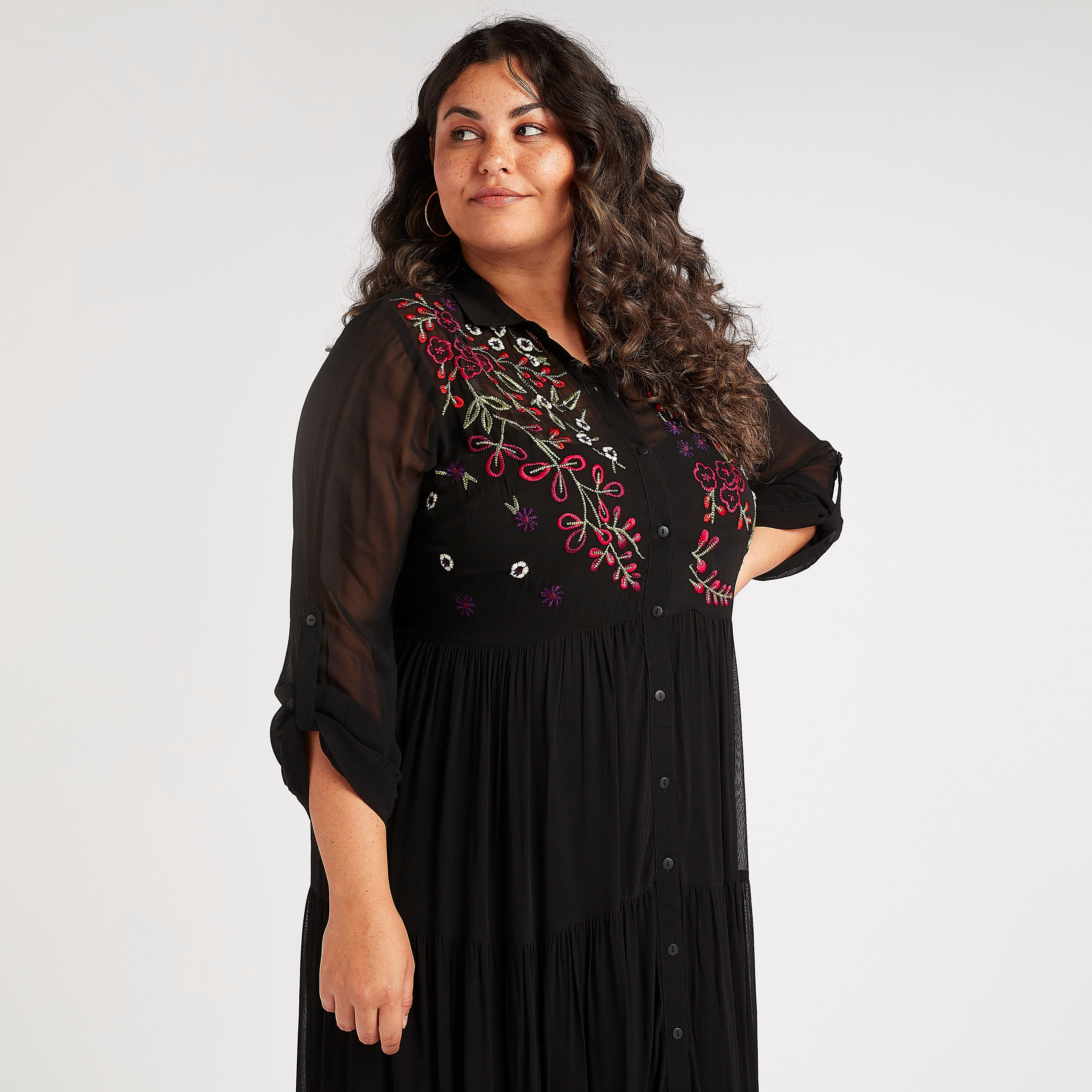 فستان طويل إيه لاين مطرز بأكمام طويلة-women-clothing-dresses-image-2