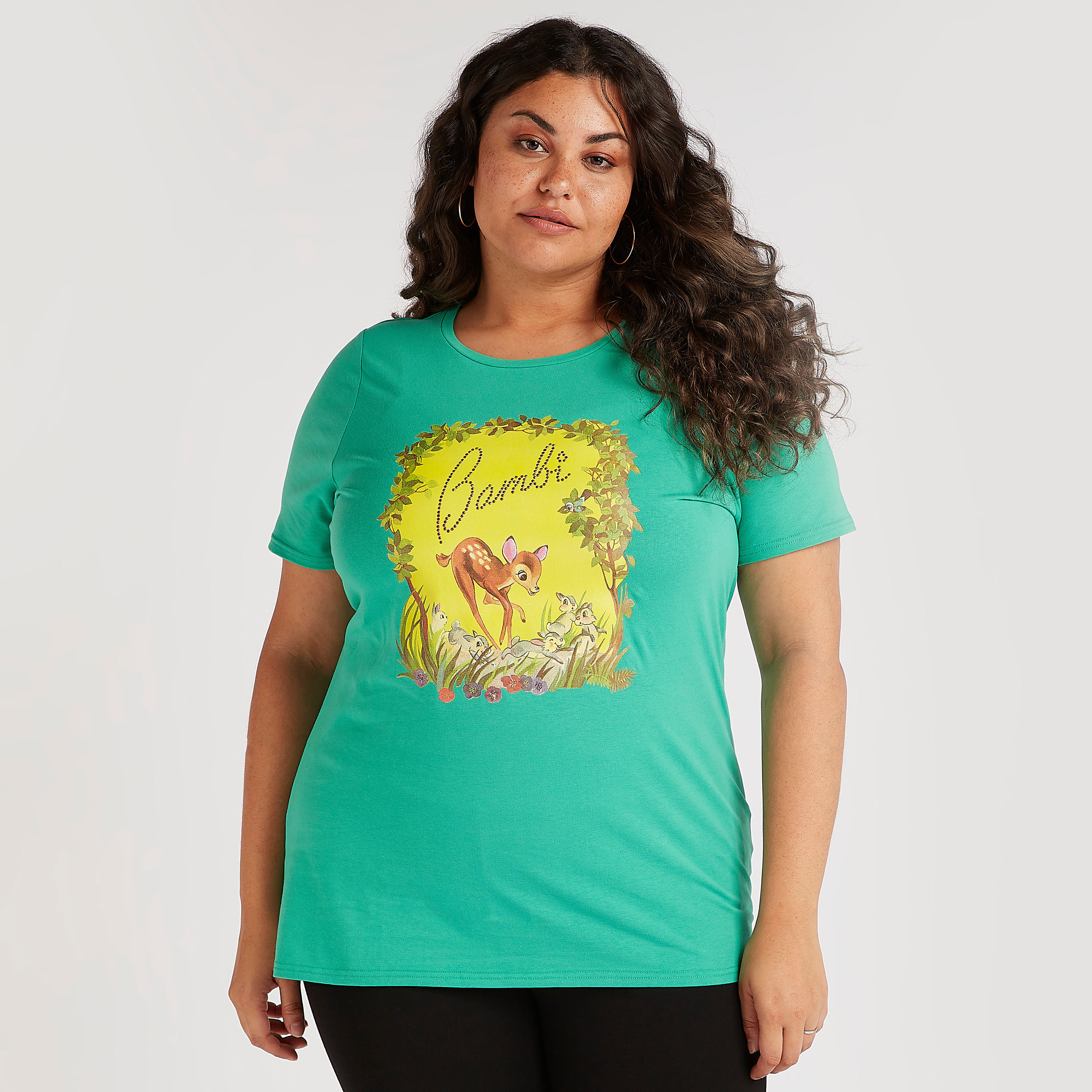 تيشيرت بياقة مستديرة وأكمام قصيرة وطبعات بامبي-women-clothing-tshirts-image-4
