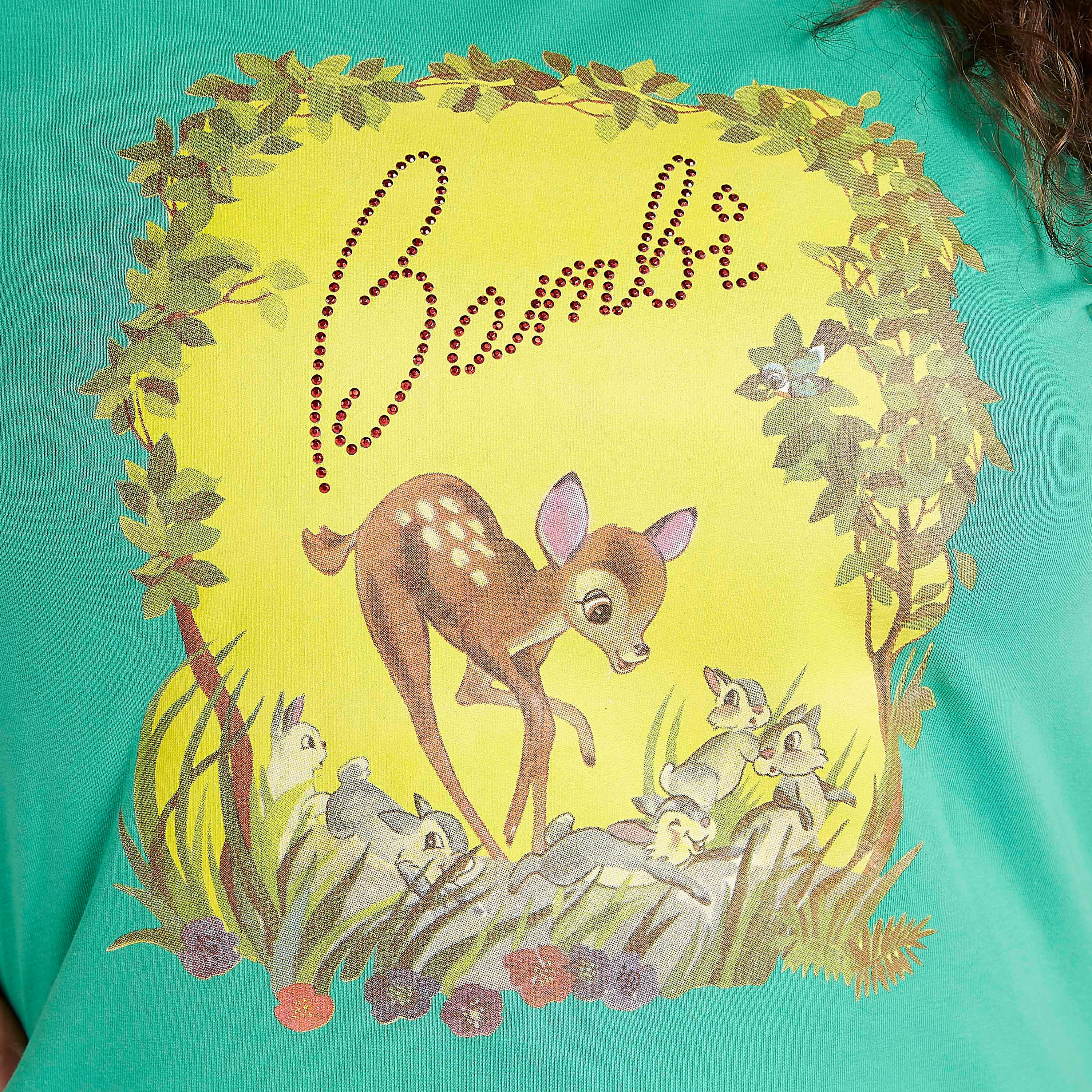 تيشيرت بياقة مستديرة وأكمام قصيرة وطبعات بامبي-women-clothing-tshirts-image-2