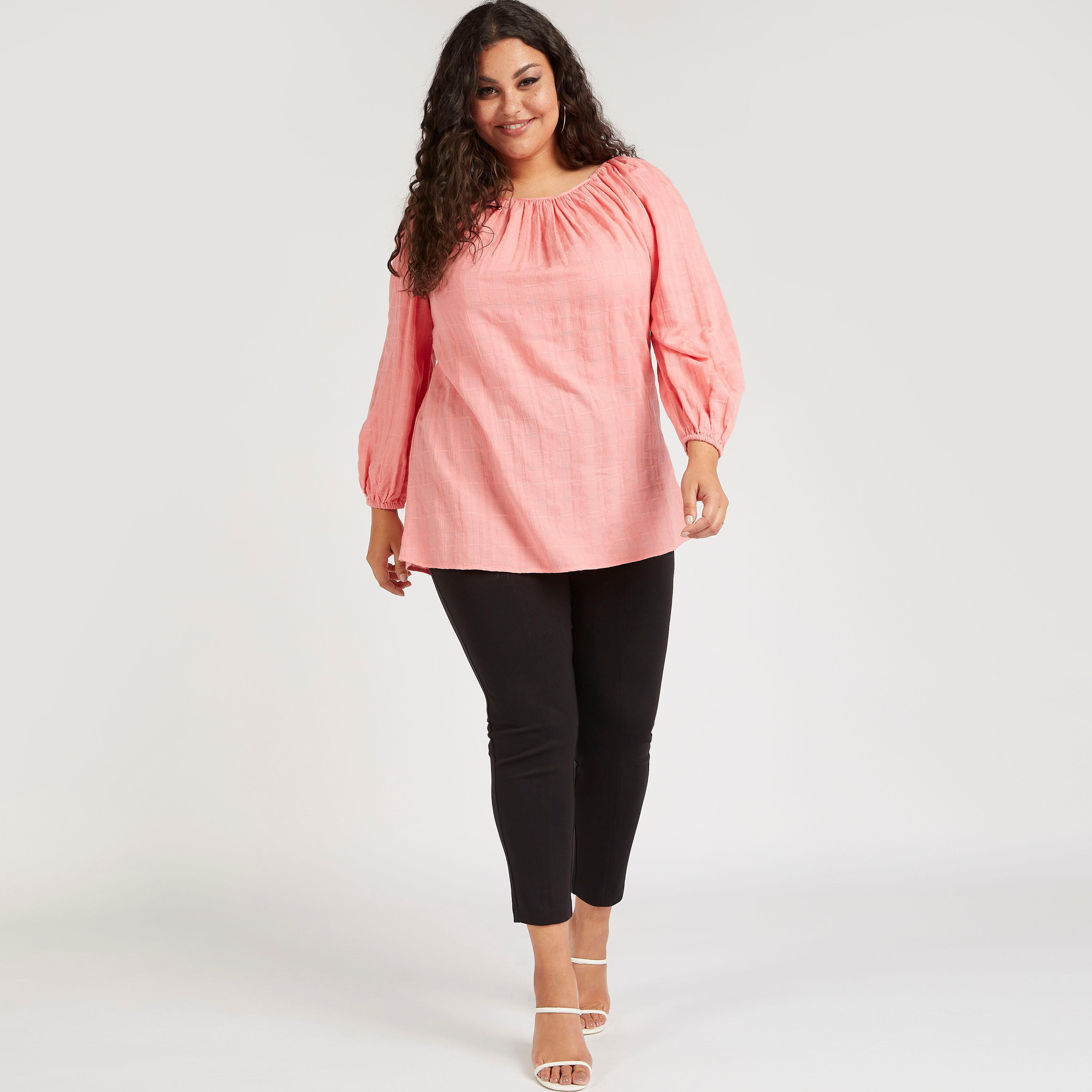 Textured Top with Long Sleeves and Elasticated Neck-women-clothing-shirtsandblouses-blouses-image-2