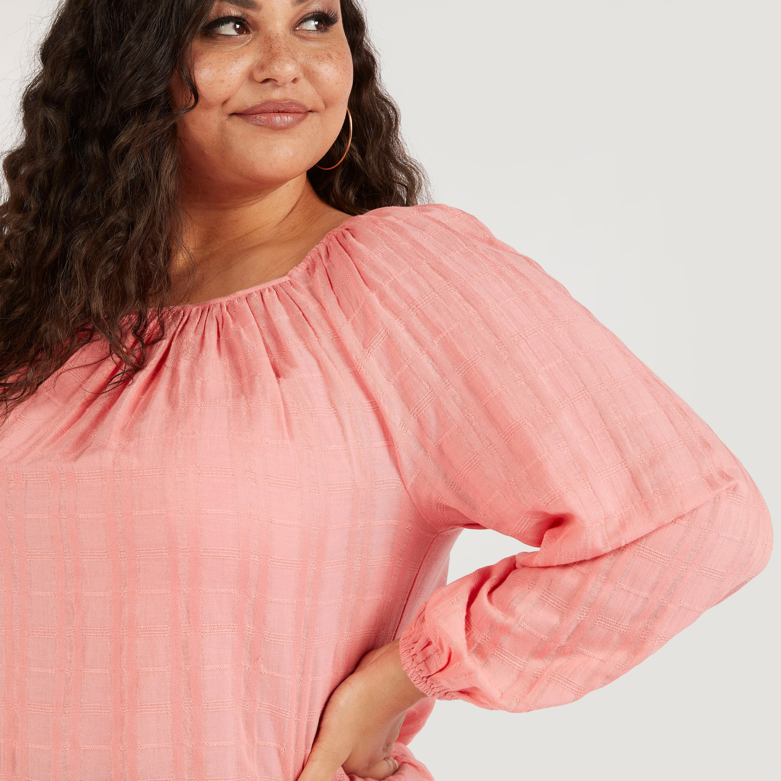 Textured Top with Long Sleeves and Elasticated Neck-women-clothing-shirtsandblouses-blouses-image-3