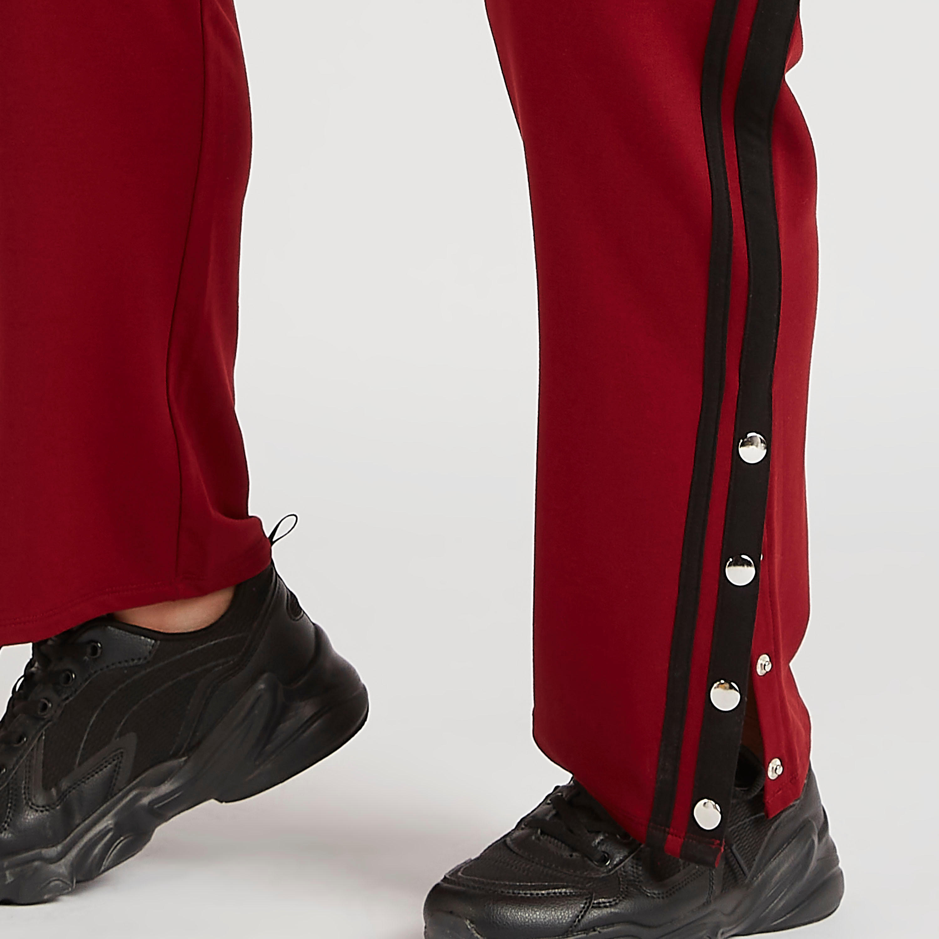 بنطلون رياضي سادة برباط وزر إغلاق-women-clothing-bottoms-joggers-image-3