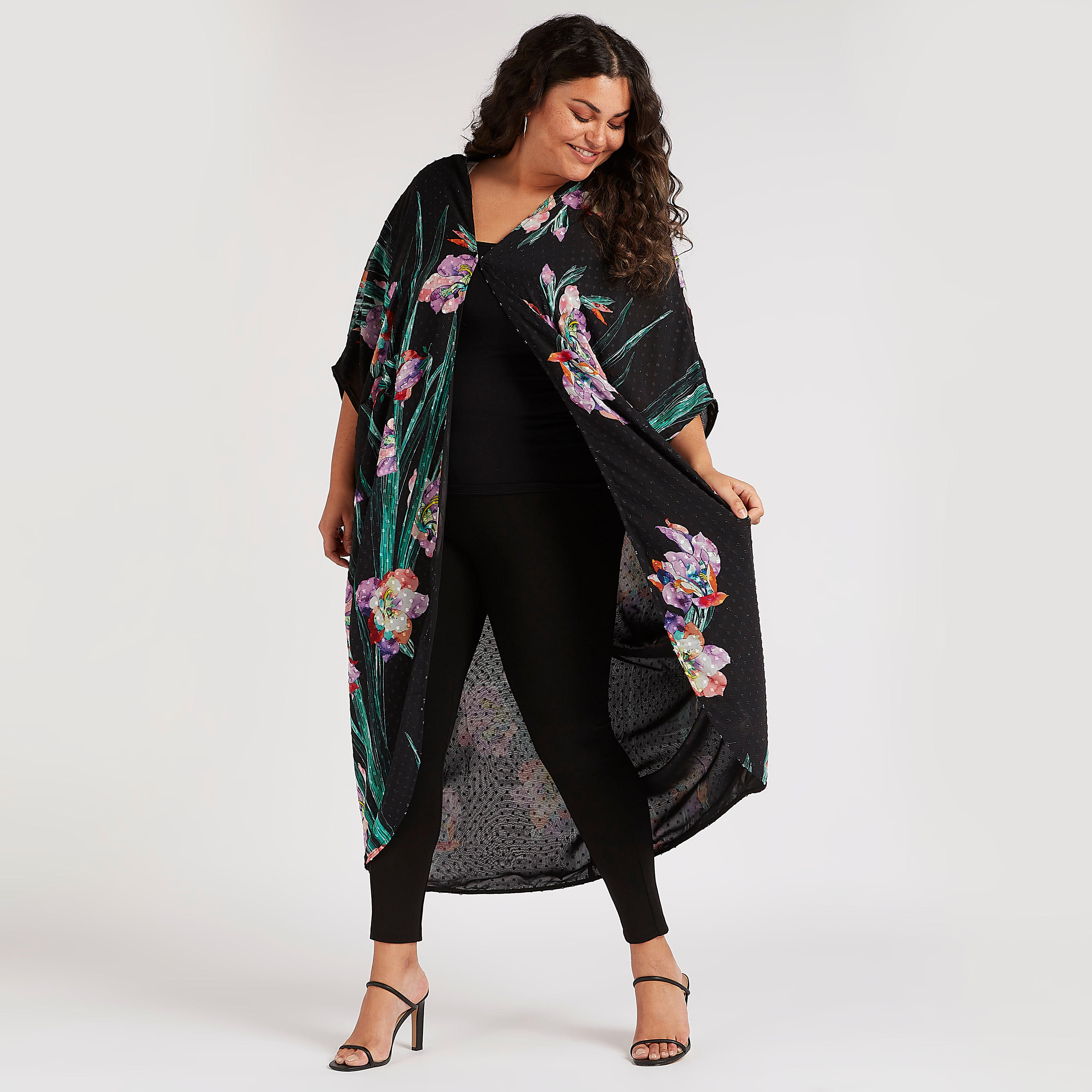 Floral Print Long Shrug with Patch Pockets-women-clothing-shirtsandblouses-blouses-image-2