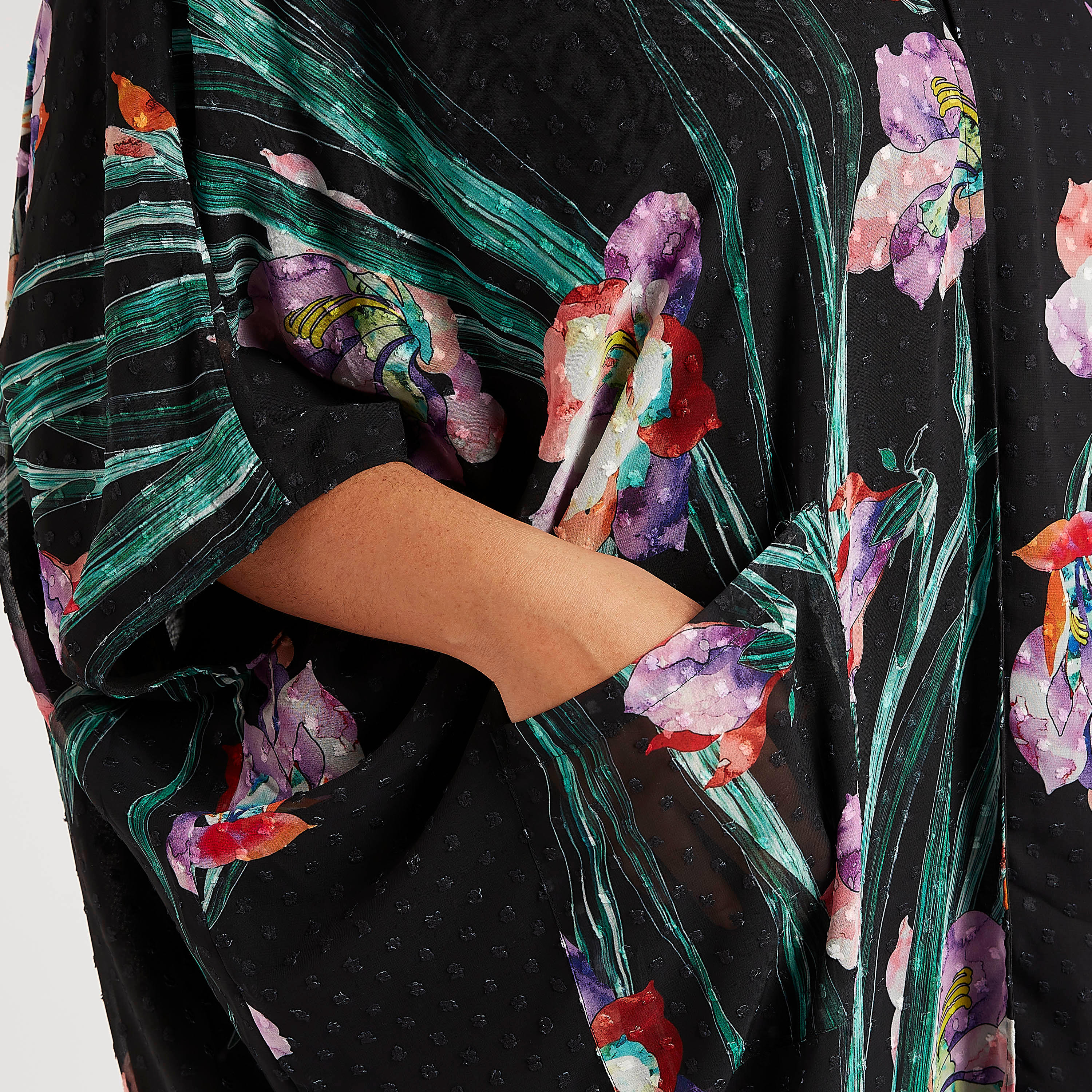 Floral Print Long Shrug with Patch Pockets-women-clothing-shirtsandblouses-blouses-image-3