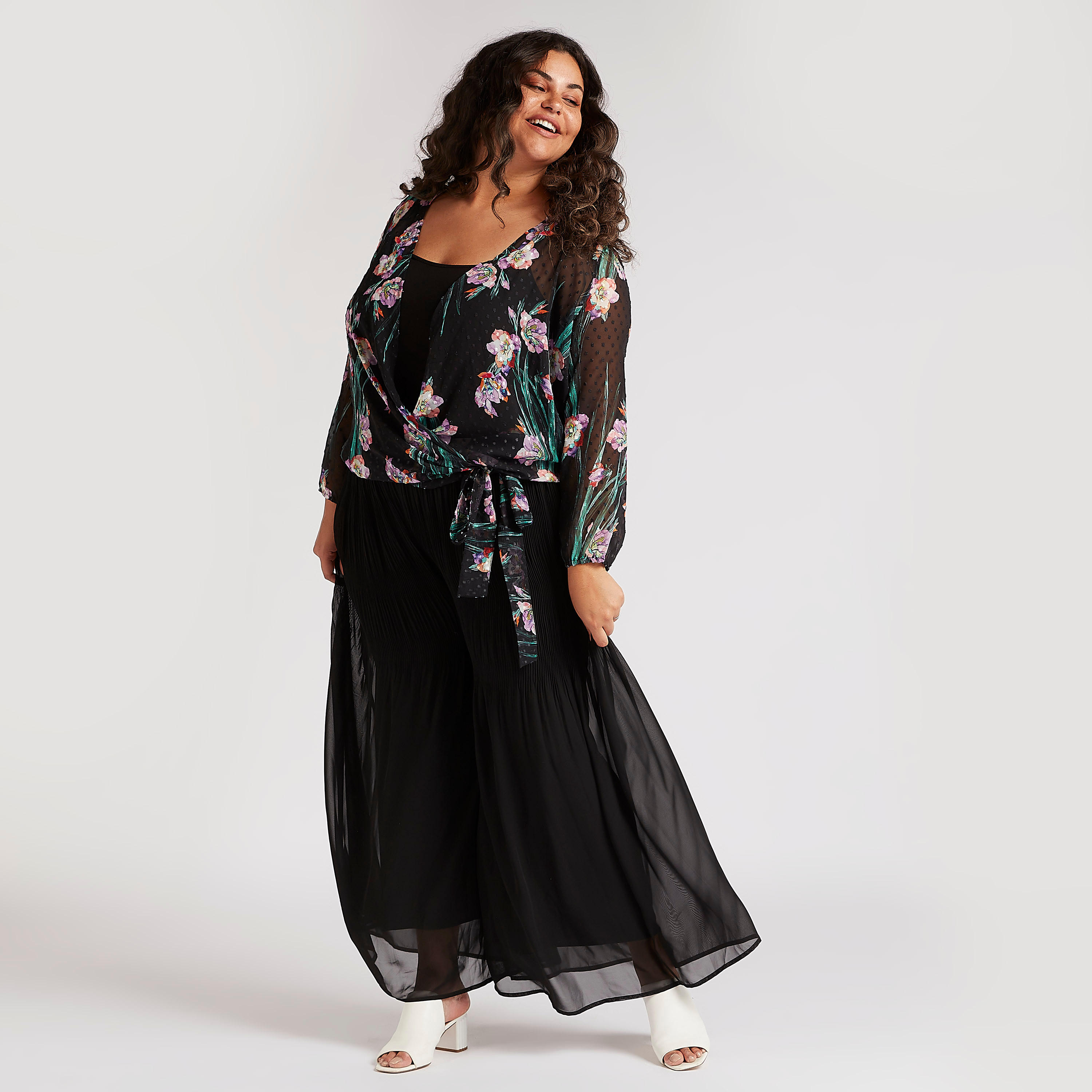 Floral Print V-neck Wrap Blouse-women-clothing-shirtsandblouses-blouses-image-2