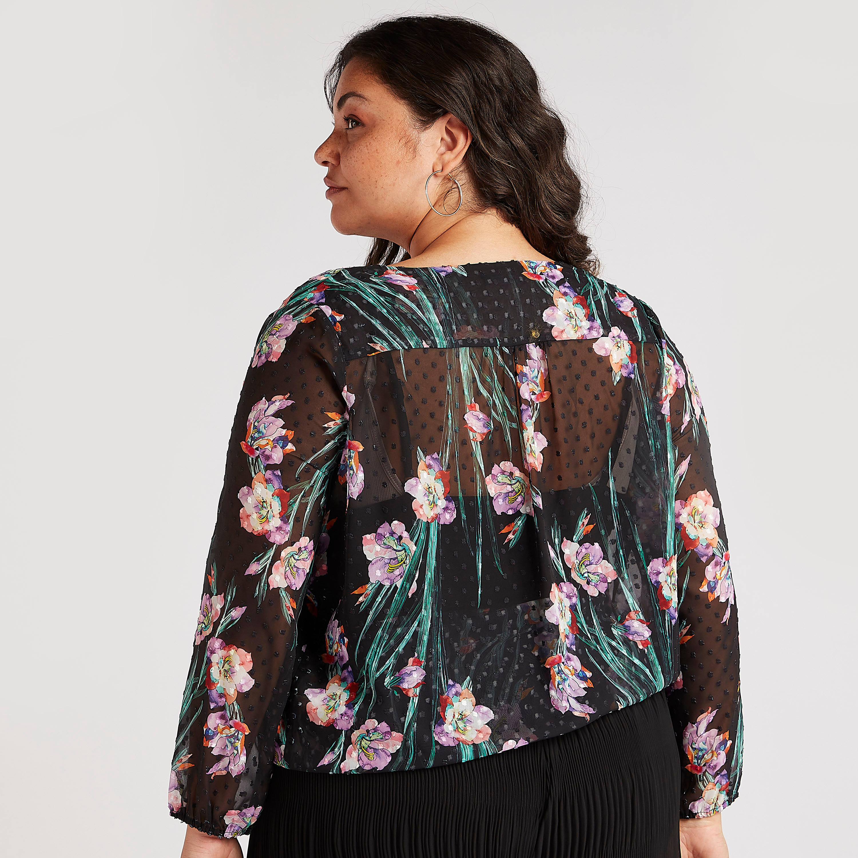 Floral Print V-neck Wrap Blouse-women-clothing-shirtsandblouses-blouses-image-4