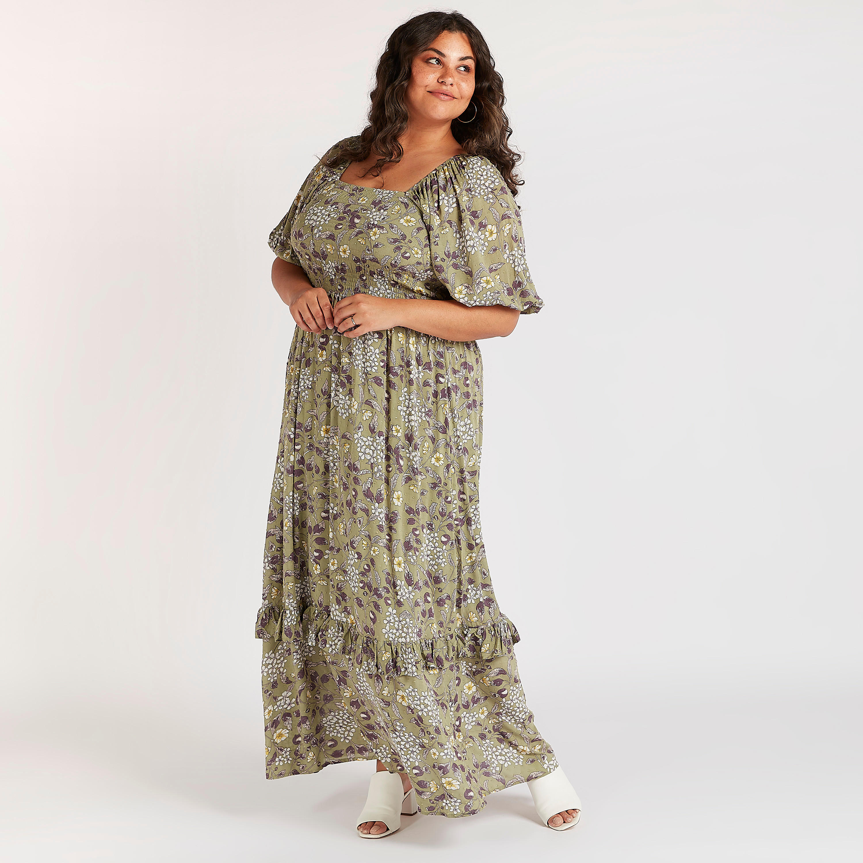 فستان طويل إيه لاين بدرزات وطبعات زهرية-women-clothing-dresses-image-2