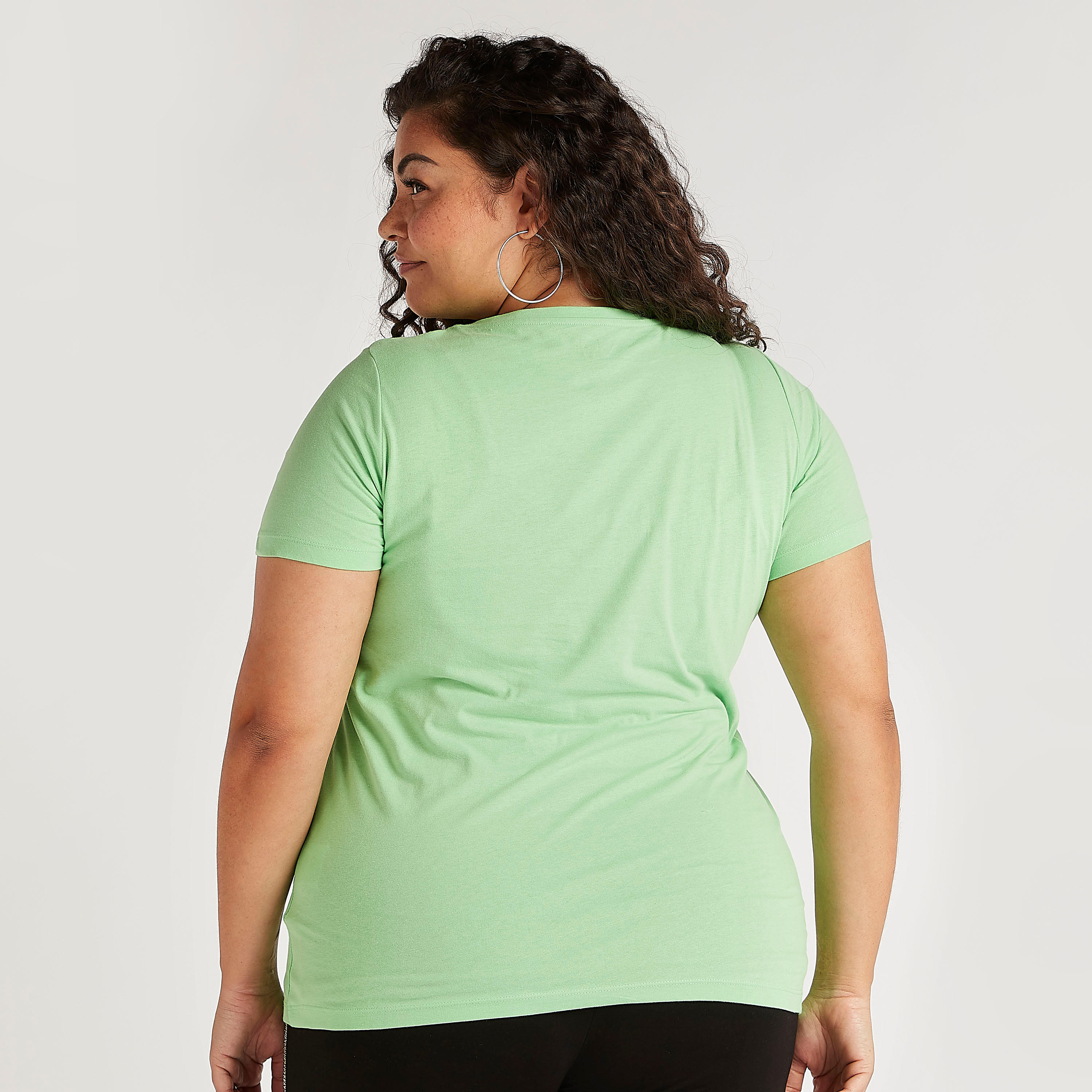 Slogan Print T-shirt with Round Neck and Short Sleeves-women-clothing-tshirts-image-4