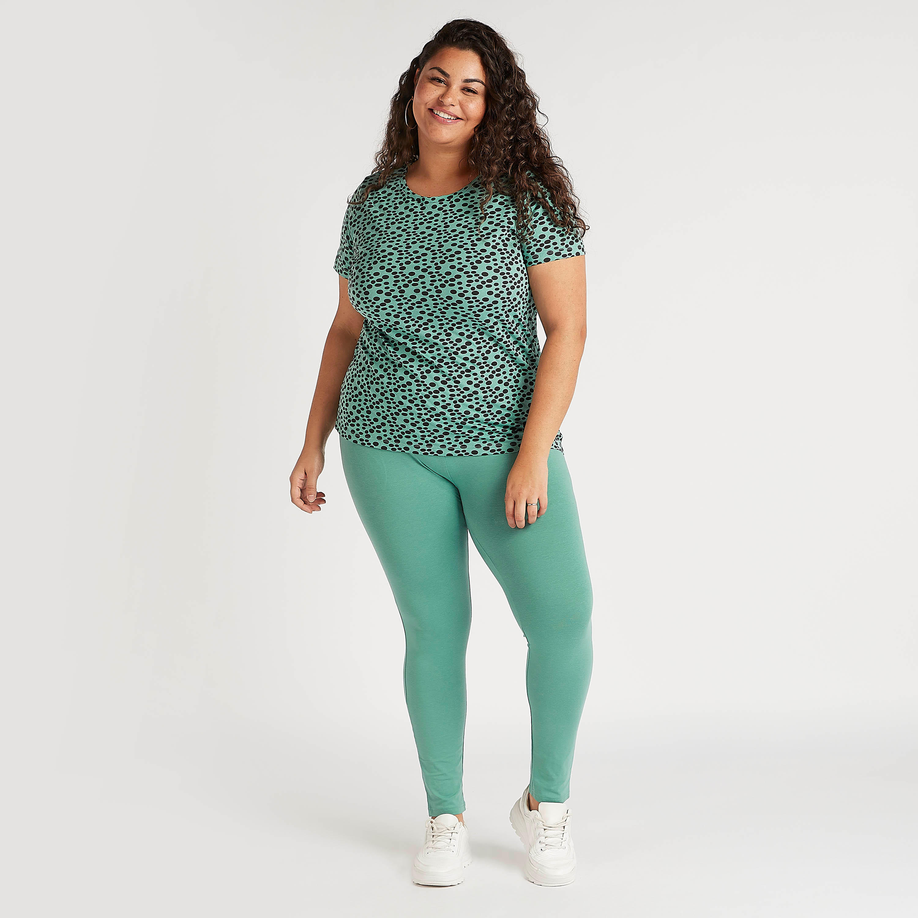 Polka Dotted T-shirt with Crew Neck and Short Sleeves-women-clothing-tshirts-image-2