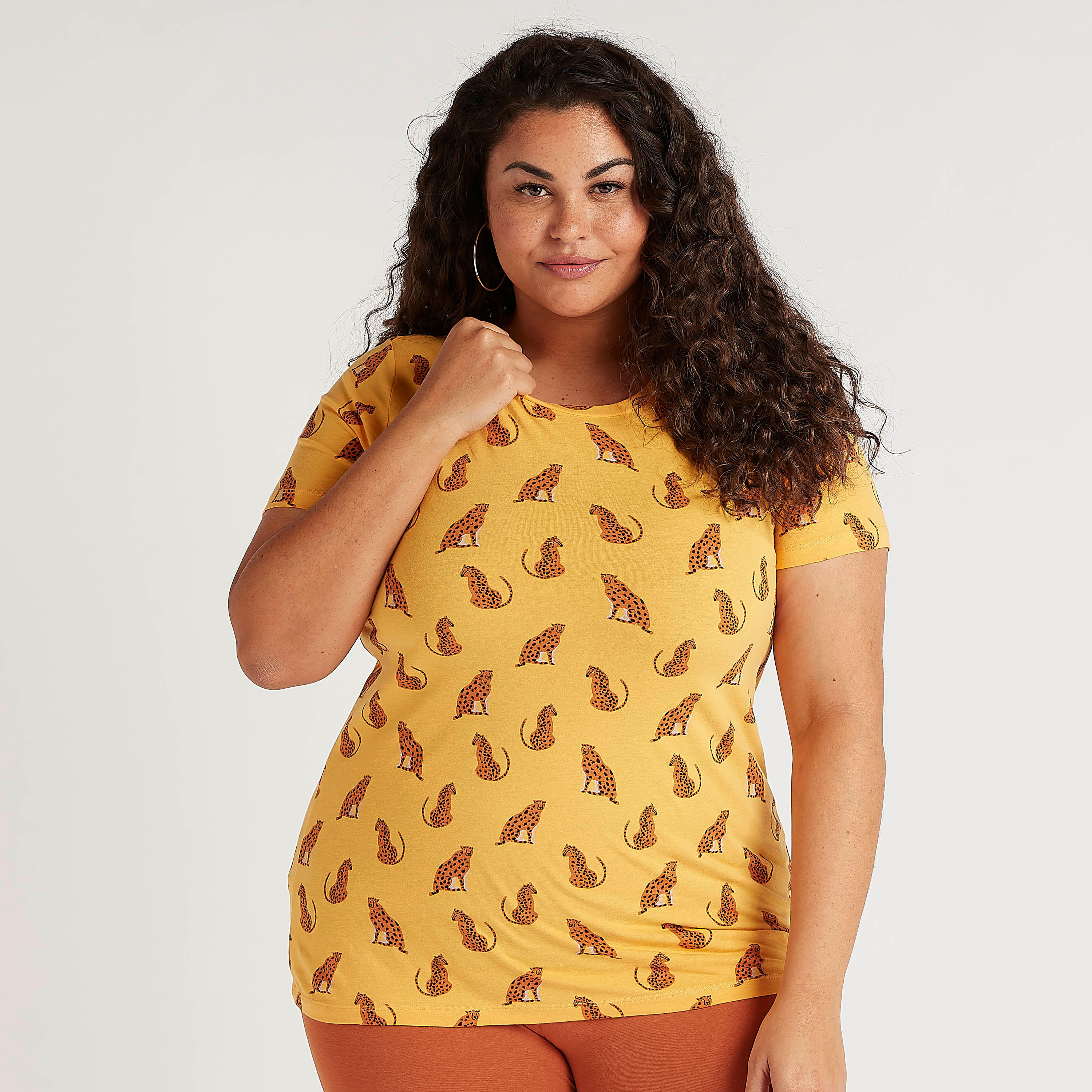 Animal Print T-shirt with Short Sleeves-women-clothing-tshirts-image-1